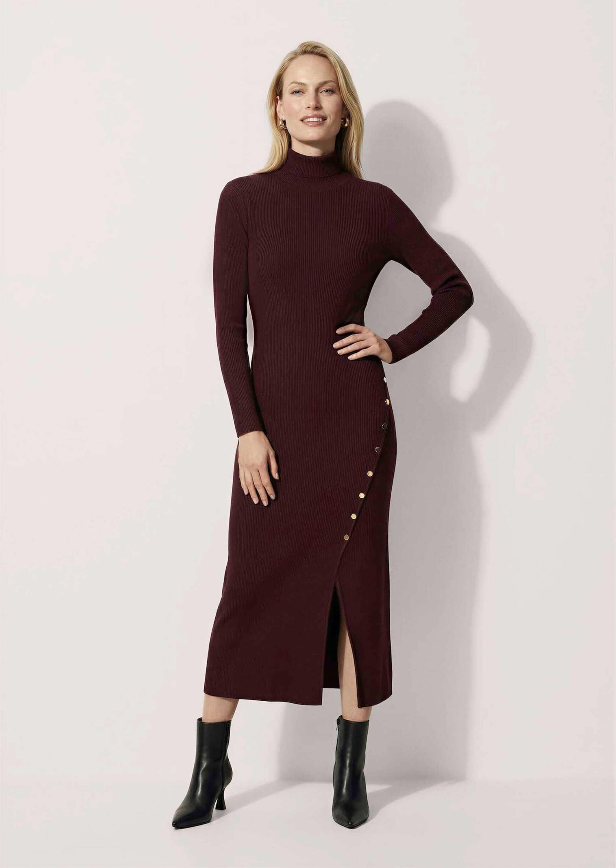 MADELEINE Strickkleid »Kleid Strickkleid mit Schlitz & Zierknöpfen« Ohne Tasche