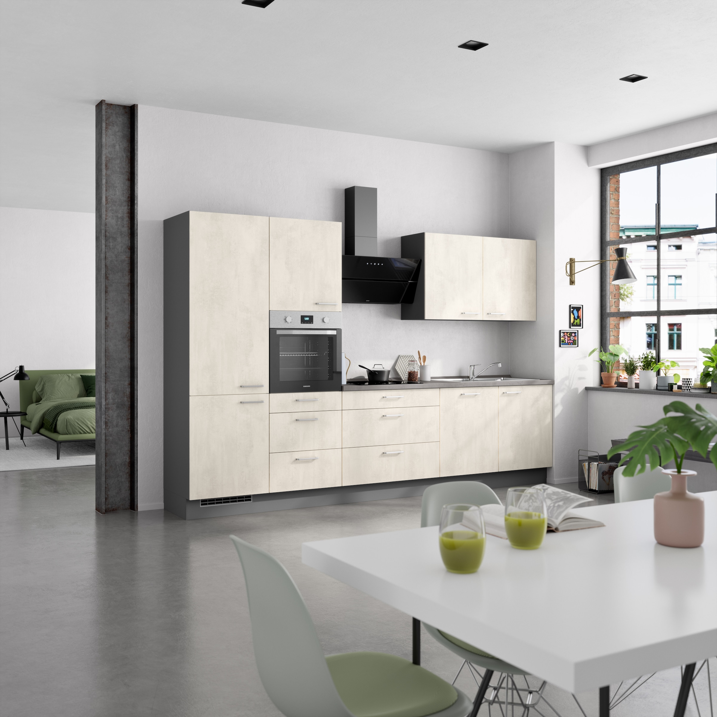 nobilia® Küchenzeile »"Riva II"«, vormontiert, Ausrichtung wählbar, Breite 330 cm, wahlw. mit E-Geräten