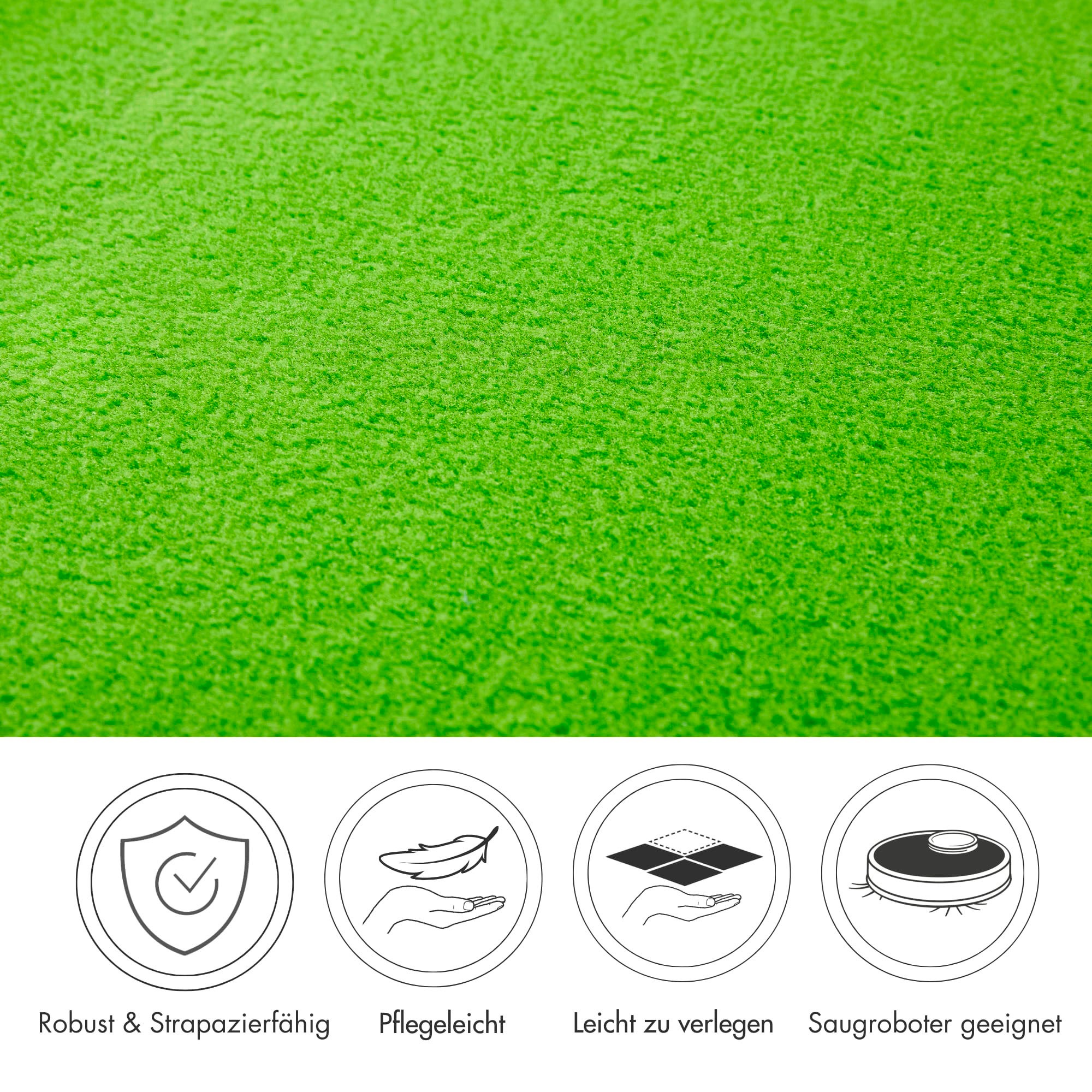 Teppichboden ANDIAMO "Kira, Velours, Gesamthöhe 8 mm, Made in Belgium", grün (hellgrün), B:400cm L:200cm, Kunstfaser, Teppiche, Uni Farben, Breite 400 cm, strapazierfähig, pflegeleicht, Wohnzimmer 3
