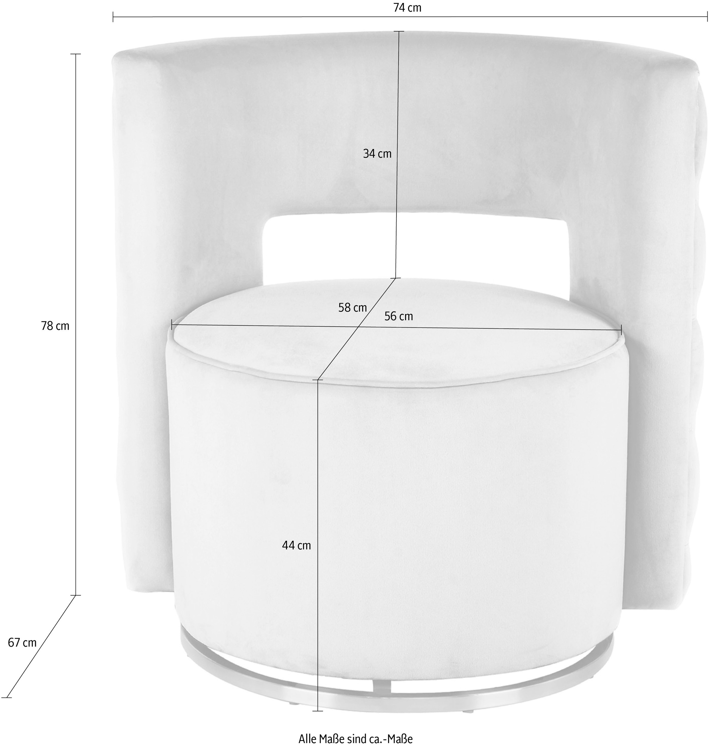 Kayoom Drehsessel »Sessel Drehsessel Beverly 125«, (1 St.), rund, glamourös, gesteppt