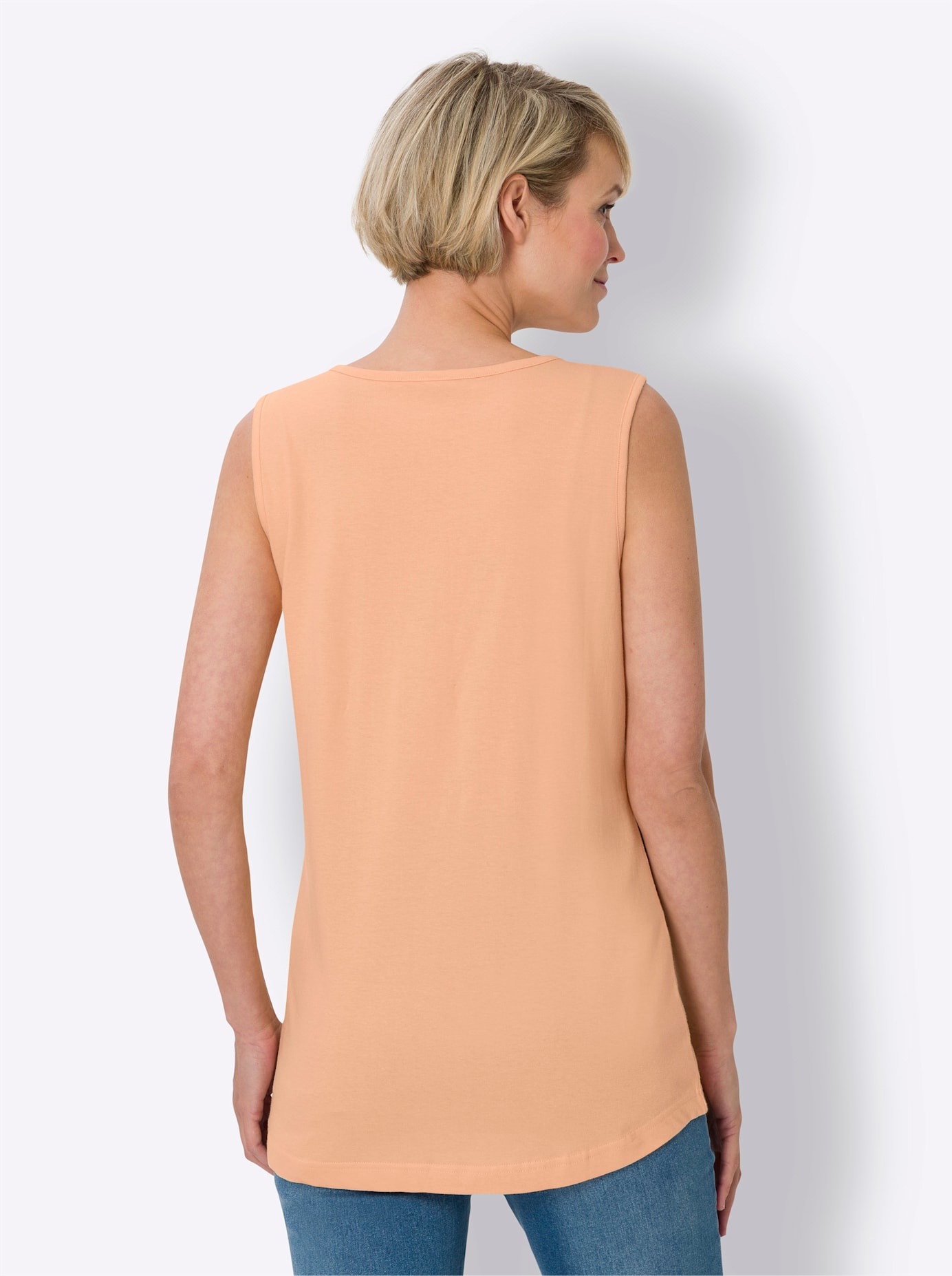 Longtop CLASSIC BASICS, Damen, Gr. 38, bunt (himmelblau, apricot), 100% Baumwolle, unifarben, Rundhals, Tops 3
