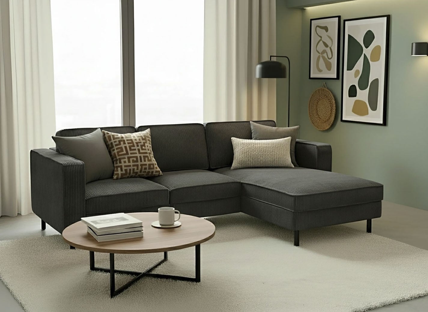 TRENDMANUFAKTUR Ecksofa "Watkins Couch wahlweise mit Schlaffunktion und Bettkasten,auch in Cord" Recamiere beidseitig montierbar, Sofa in L-Form, Breite 232 cm