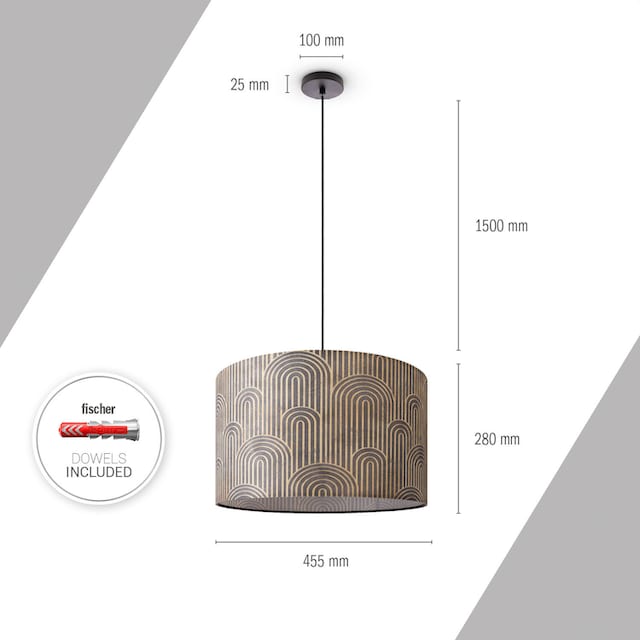 Paco Home Pendelleuchte »Hugo Pillar«, Pendelleuchte Wohnzimmer Stofflampe  Rund Esszimmer Vintage Retro | BAUR