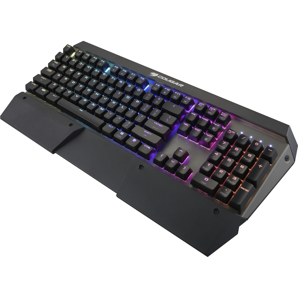 Cougar Gaming-Tastatur »ULTIMUS RGB Mechanisch«, (Easy-Switch-Fn-Tasten-Lautstärkeregler-Makro-Tasten-Multimedia-Tasten-Profil-Speicher-Windows-Sperrtaste-Ziffernblock)