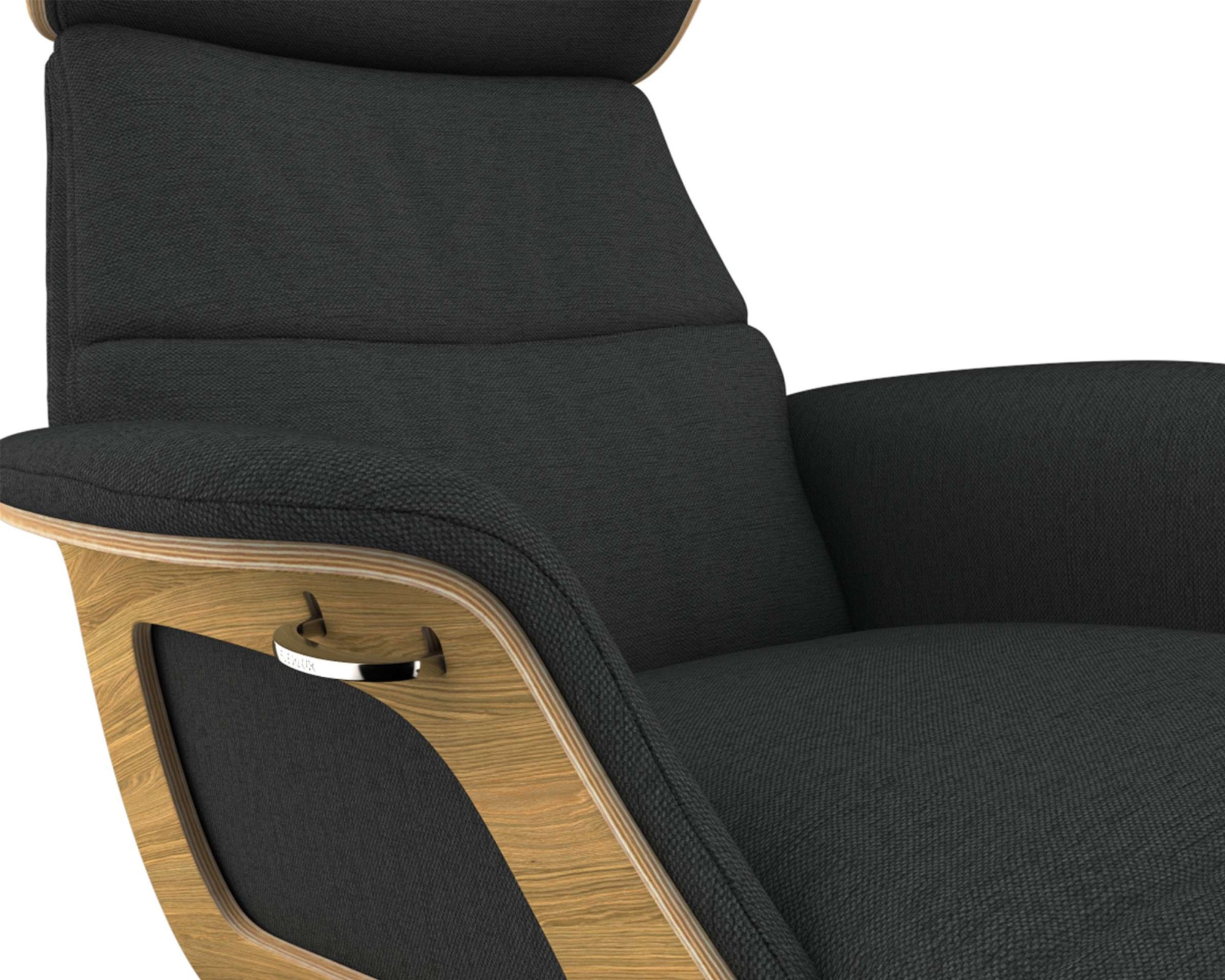 FLEXLUX Loungesessel »Clement Chaislongue, Relaxstuhl, Liegesessel,«, Rücken- & Kopfteilverstellung, Armlehne, Eiche geölt, Fuß Alu