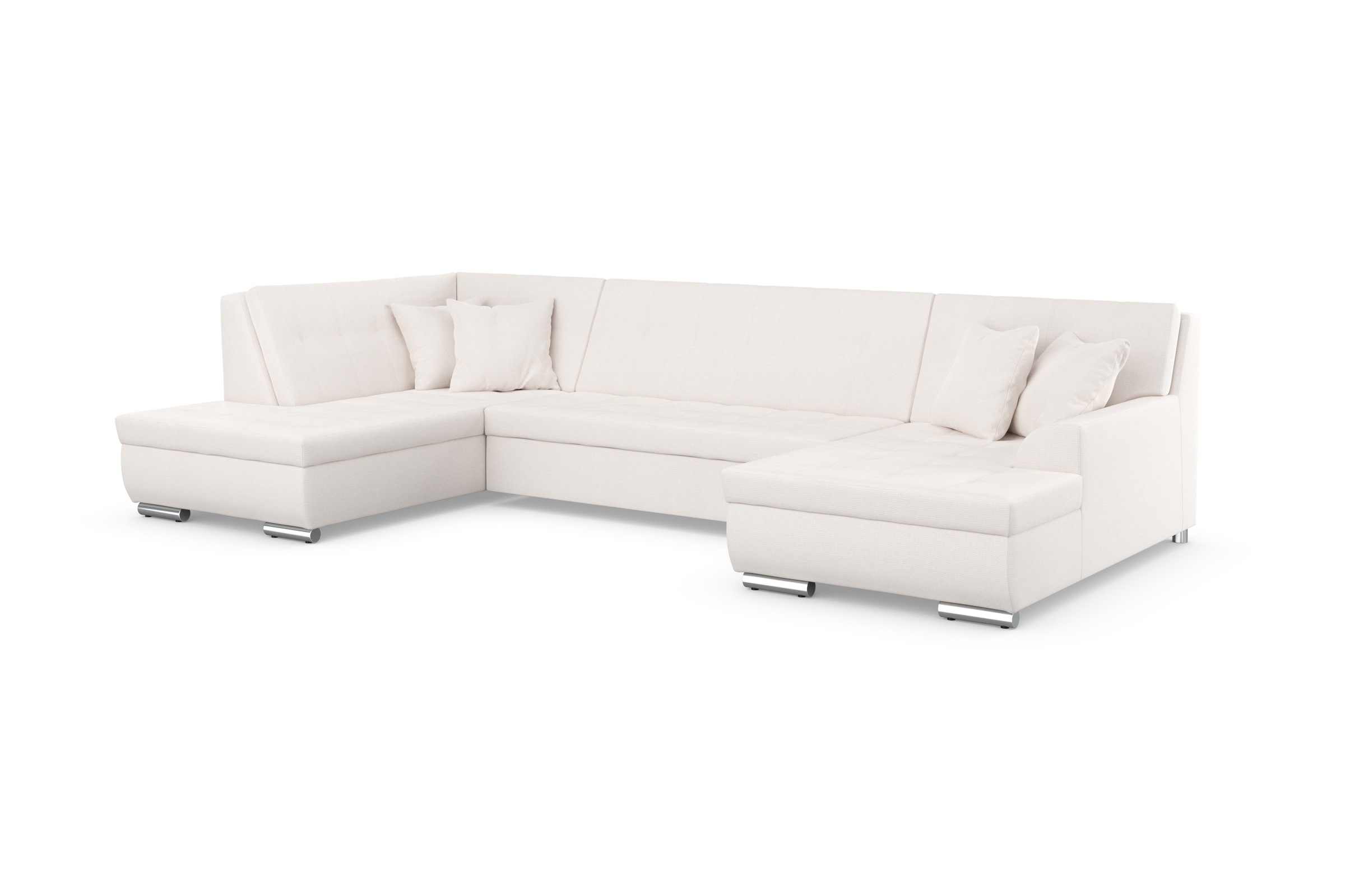 DOMO collection Wohnlandschaft »Treviso incl. Zierkissen, moderne Steppung, XXL: B/T/H: 364/201/83 cm«, wahlweise mit Bettfunktion, in vielen Bezugsarten auch in Cord U-Form