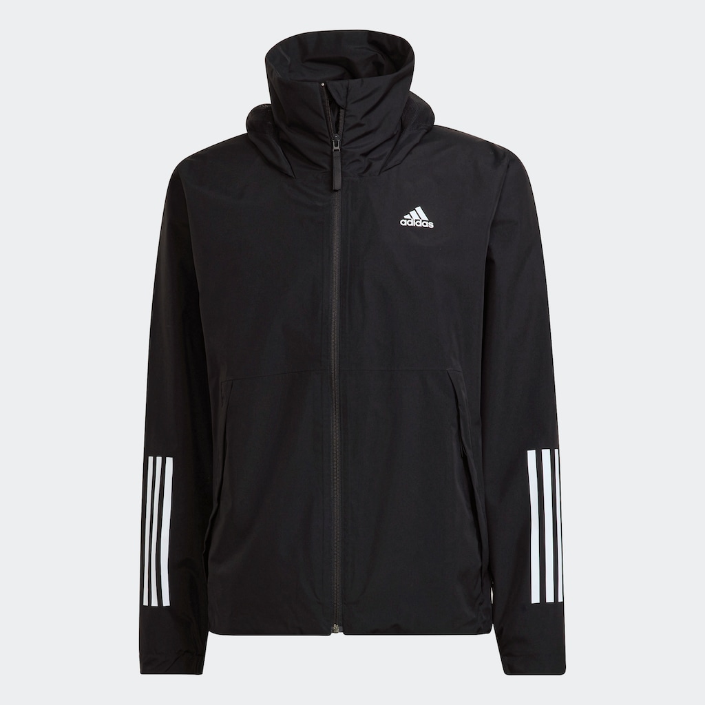 adidas Sportswear Outdoorjacke »BSC 3STREIFEN RAIN.RDY REGENJACKE«, mit Kapuze