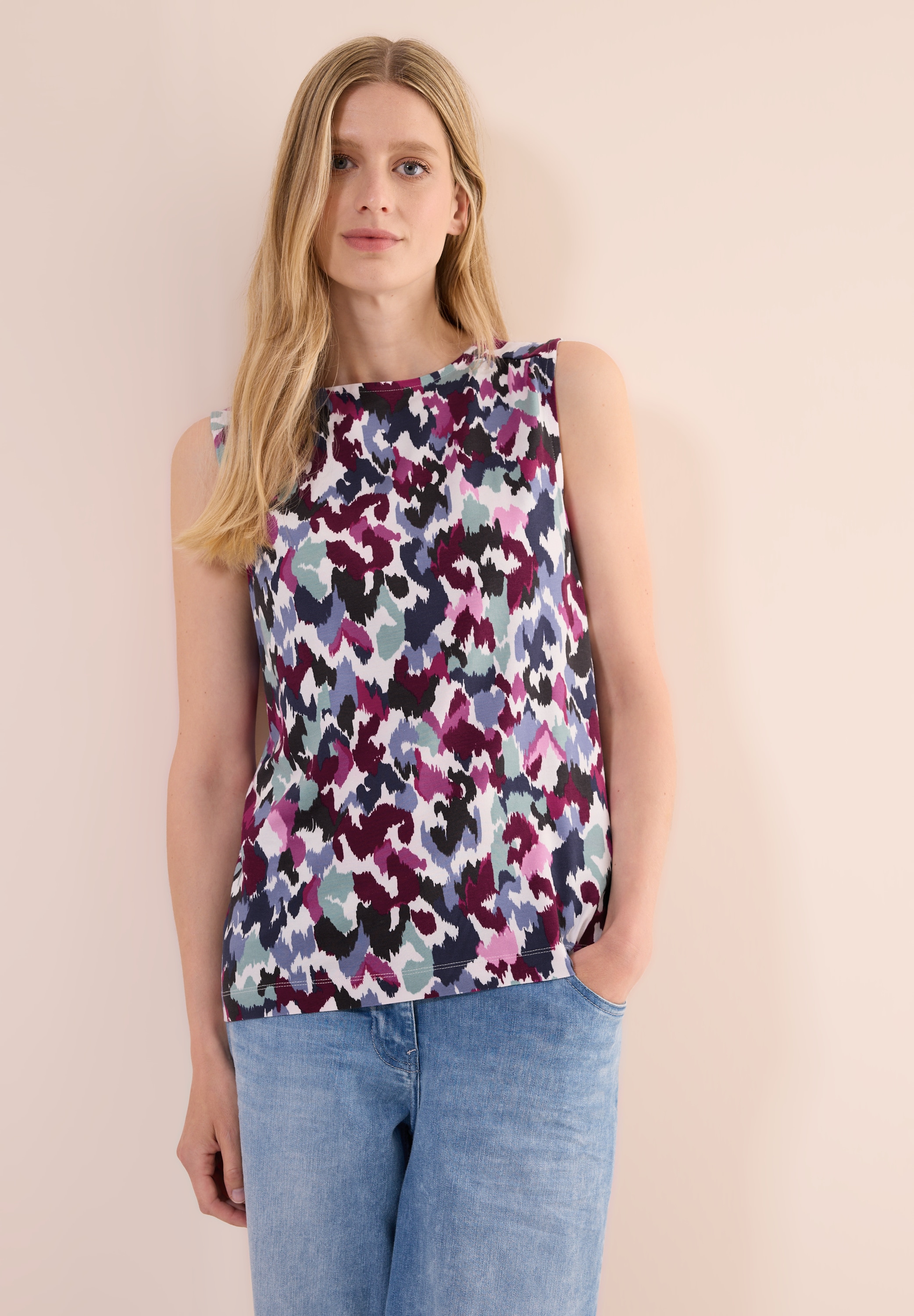 Cecil Shirttop, mit breiten Trägern und grafischem Muster