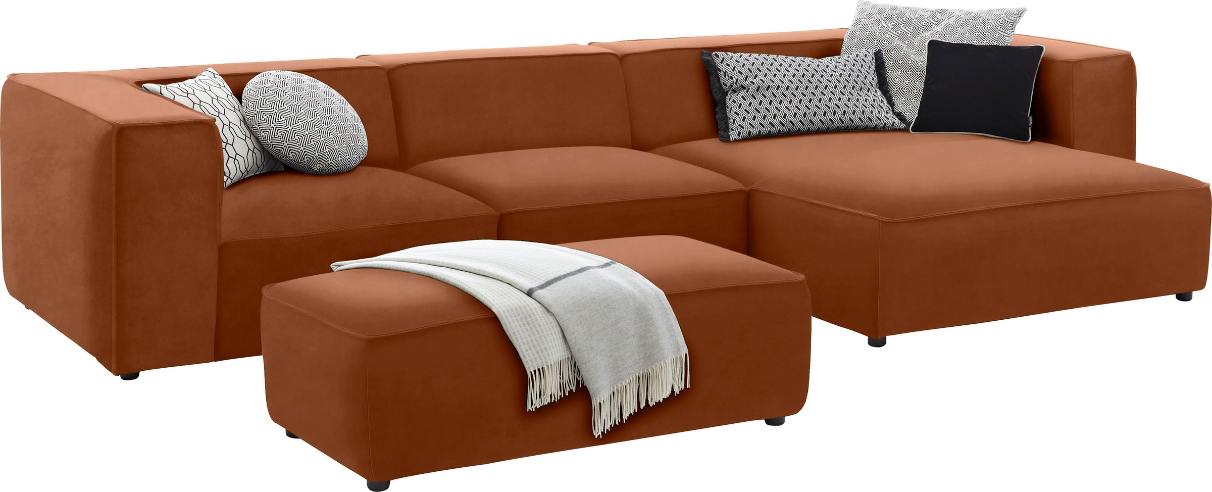 W.SCHILLIG Ecksofa »around-the-block«, mit eleganter Biese, mit Federkern, Breite 341 cm