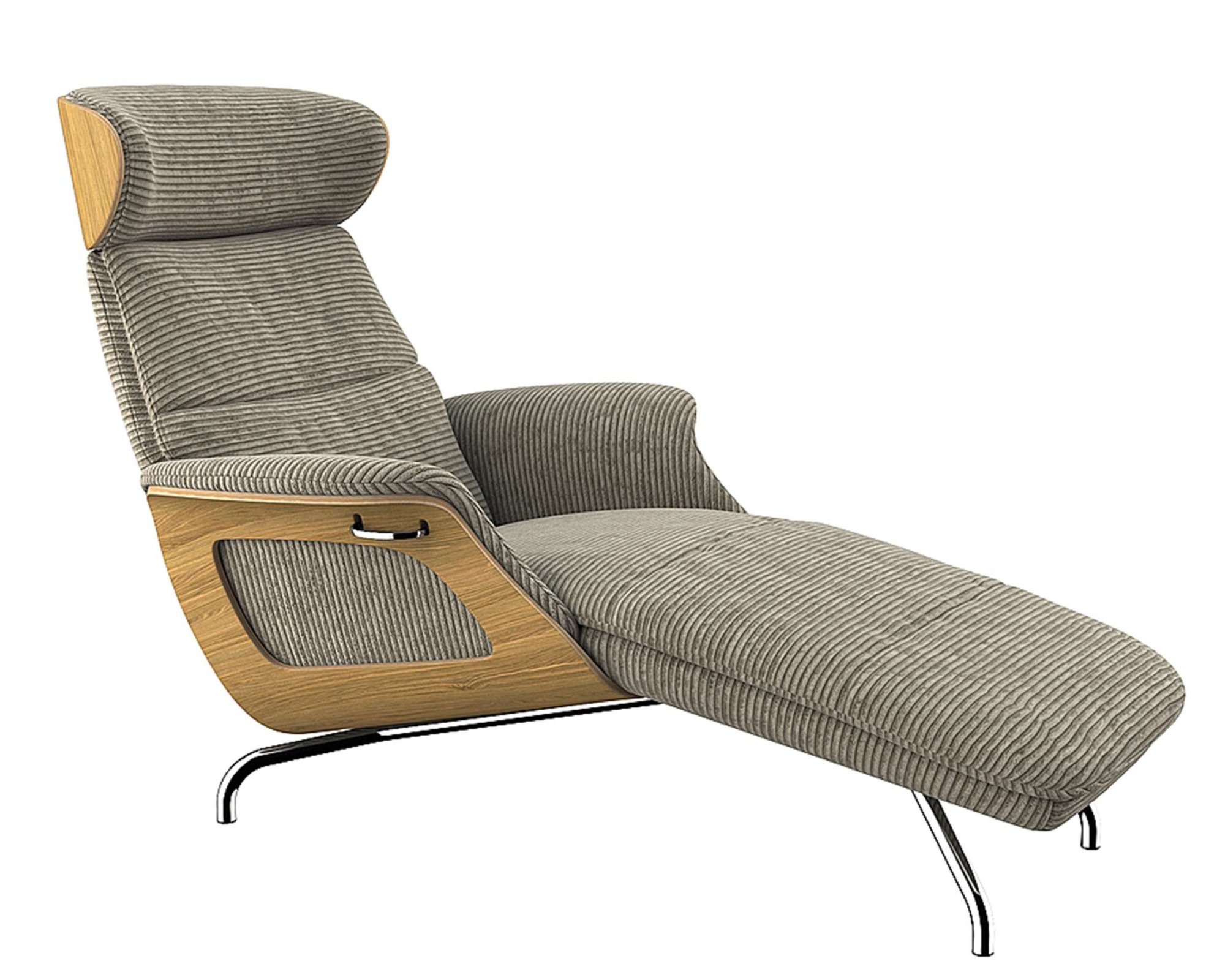 FLEXLUX Loungesessel »Clement Chaislongue, Relaxstuhl, Liegesessel,«, Rücken- & Kopfteilverstellung, Armlehne, Eiche geölt, Fuß Alu