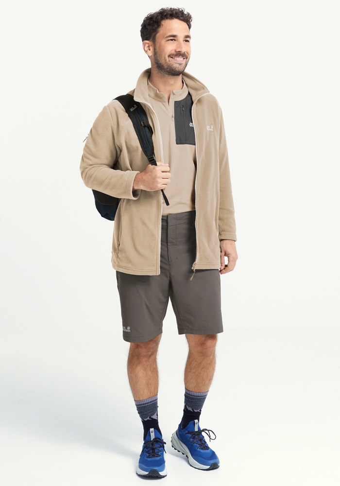 Fleecejacke JACK WOLFSKIN "TAUNUS 100 FZ M", Herren, Gr. XL (54/56), hazelwood, Obermaterial: 100% POLYESTER. Futter: 100% POLYESTER, Jacken Fleecejacke 3