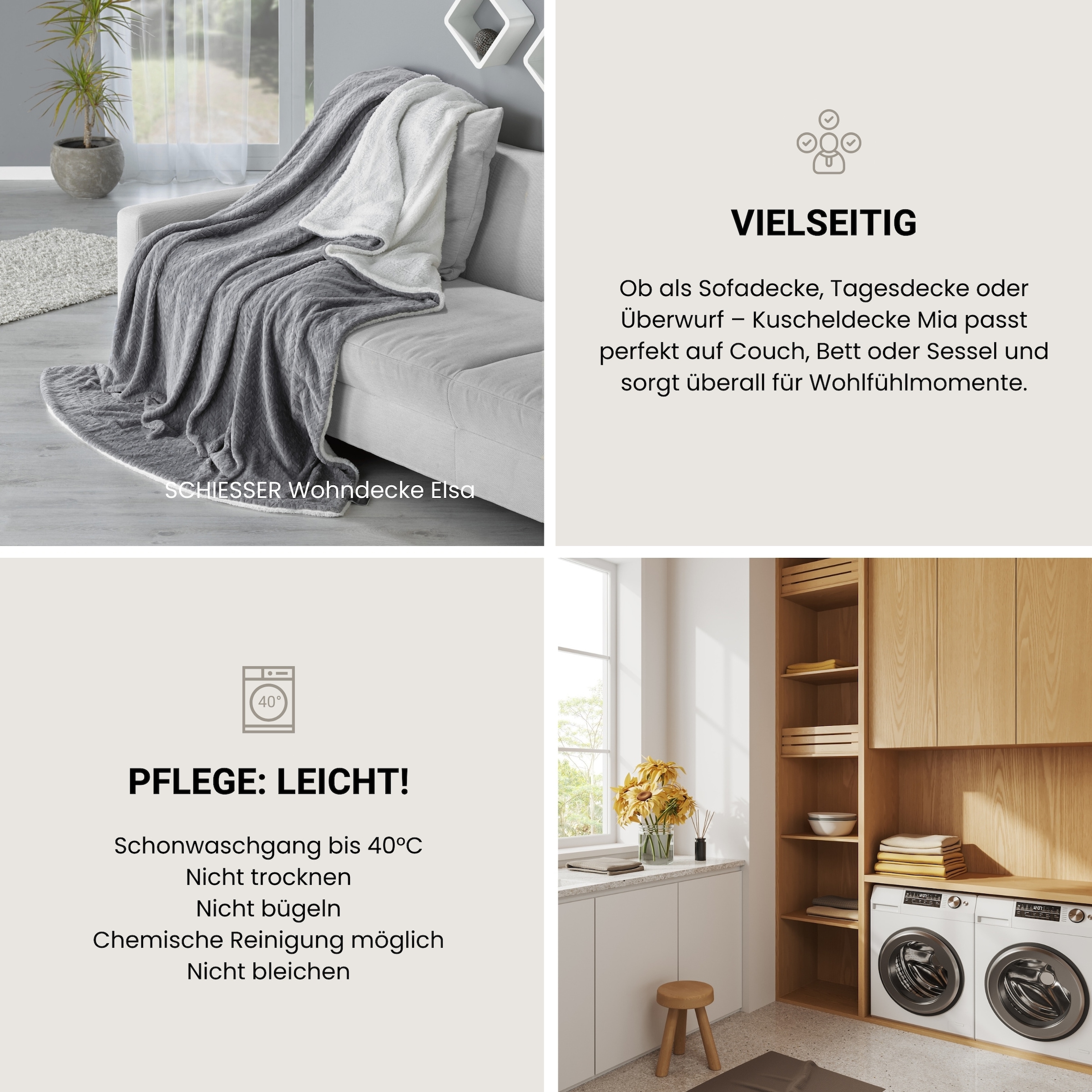 Schiesser Wohndecke »Mia leichte Kuscheldecke für Couch, Sofa und als Tagesdecke« OEKO-TEX® zertifiziert