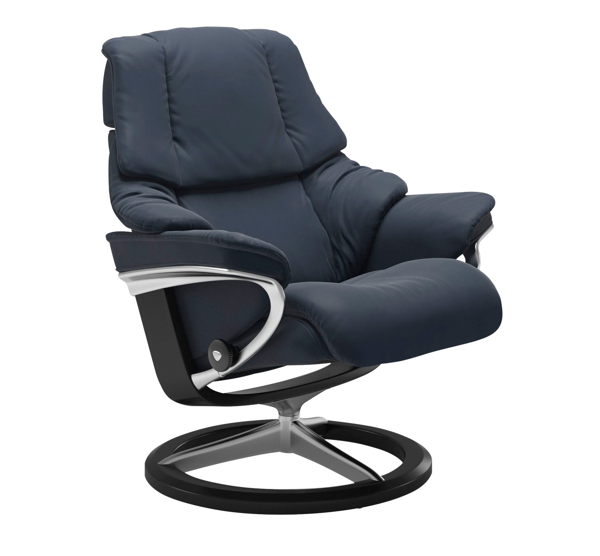 Thumbnail - Stressless Relaxsessel "Reno" Set, Relaxsessel mit Hocker, mit Hocker, mit Signature Base, Größe S, M & L, Gestell Schwa...