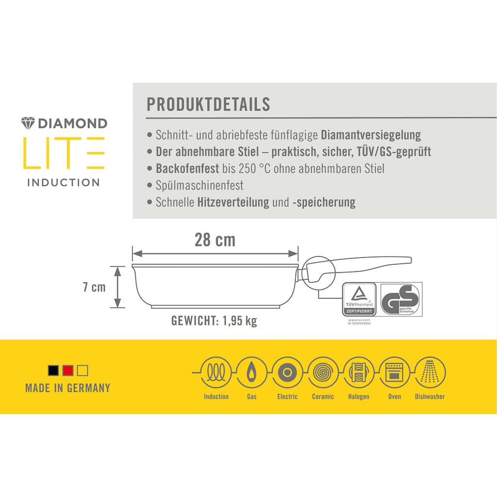 WOLL Schmorpfanne »Diamond Lite«, Aluminiumguss, (1 tlg.)