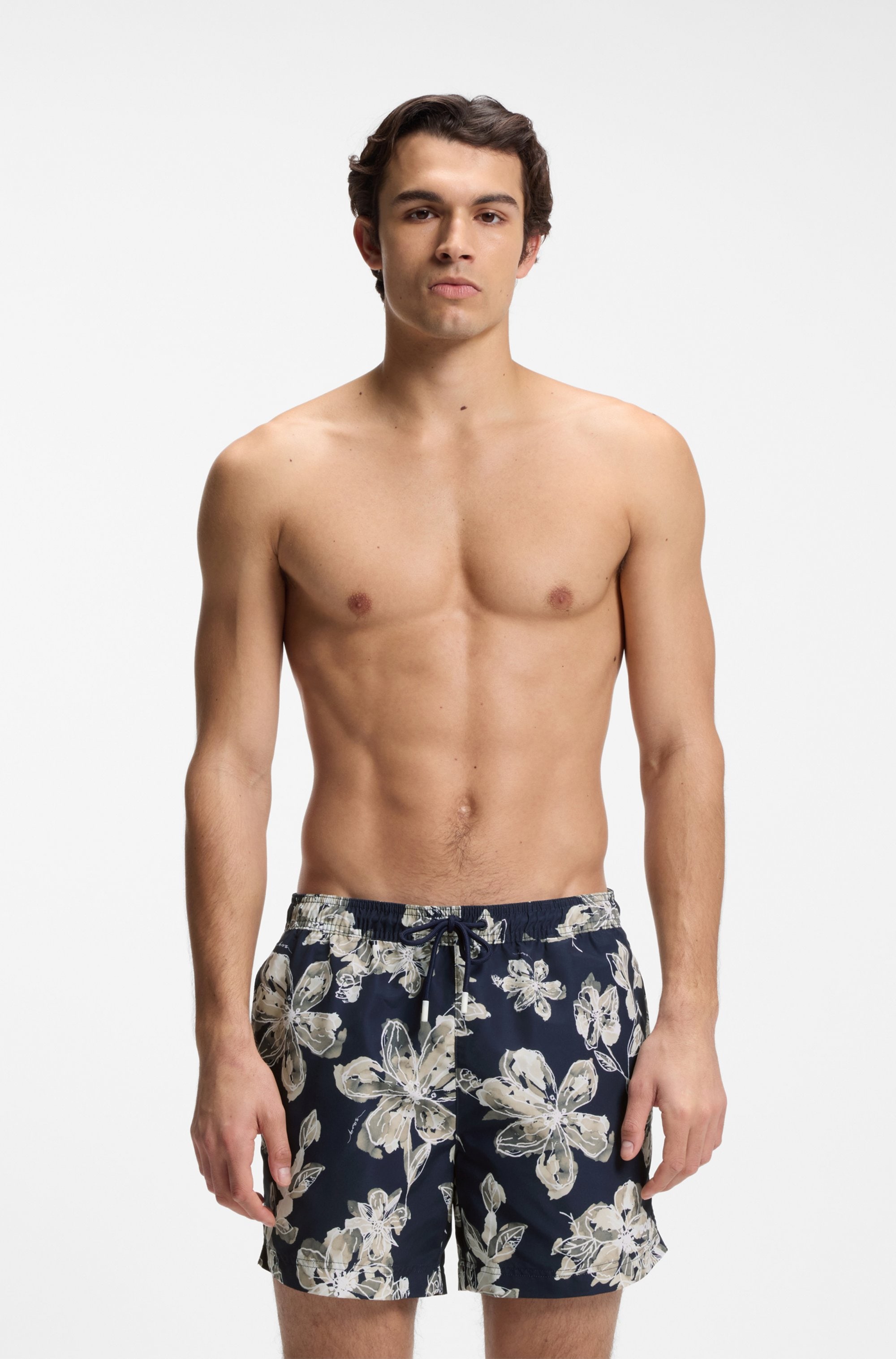 BOSS Badeshorts "Discus" schnelltrocknend, moderner Allover-Print