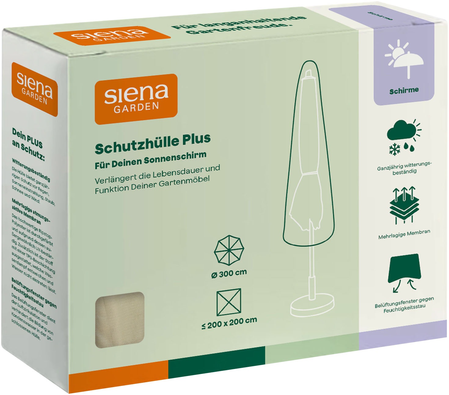 Siena Garden Gartenmöbel-Schutzhülle »Schirmhülle Plus« H165 x 25/35