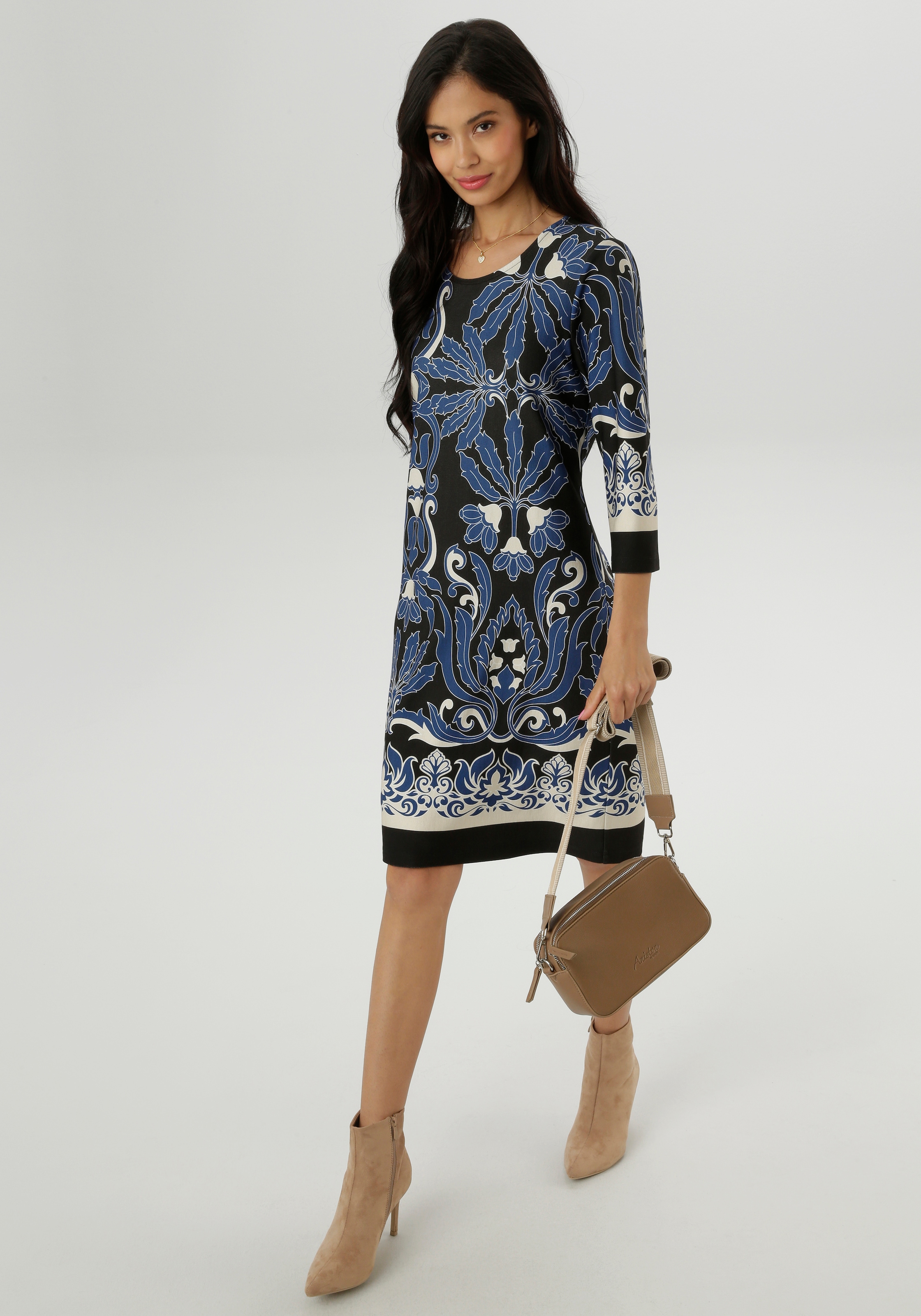 Aniston SELECTED Jerseykleid, mit Ornamenten- und Rankendruck Allover - NEUE KOLLEKTION