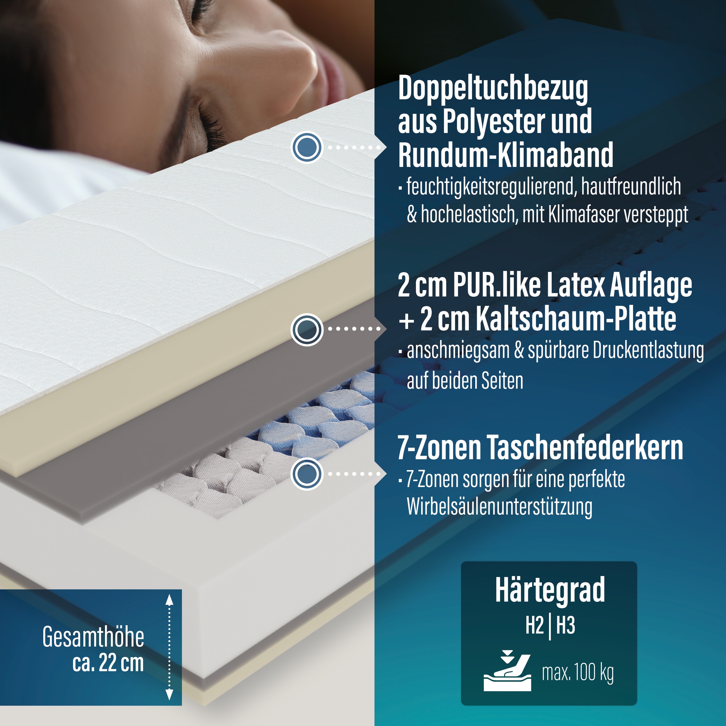 Beco Taschenfederkernmatratze "Feel Like Latex TWIN - GOLD, Matratze 90x200 günstig online kaufen