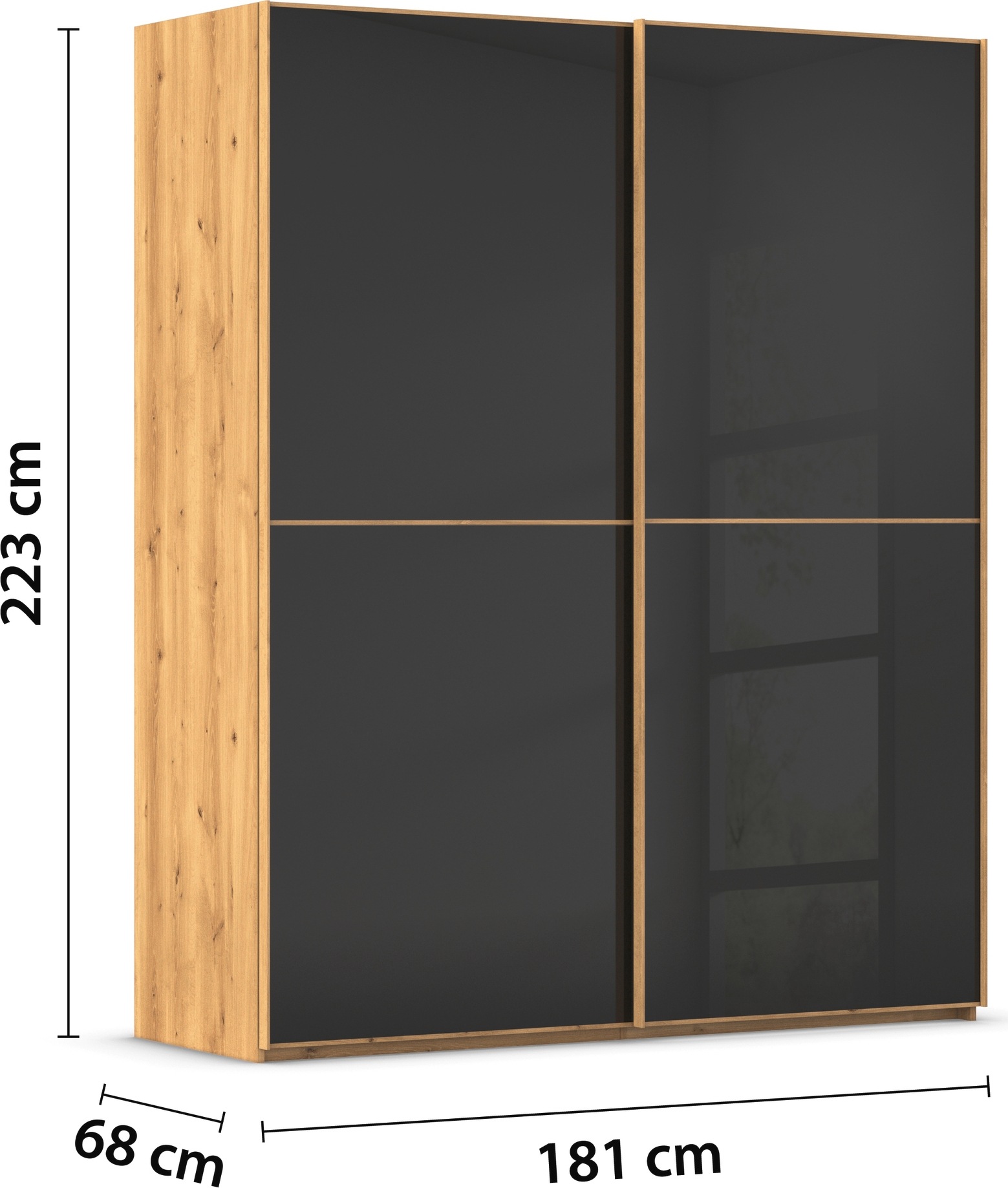 rauch Schwebetürenschrank »Kleiderschrank Schrank Garderobe Schlafzimmerschrank SCALE-DUO«, edle zweigeteilte Türen Glas-Front mit 3 Zierleisten MADE IN GERMANY