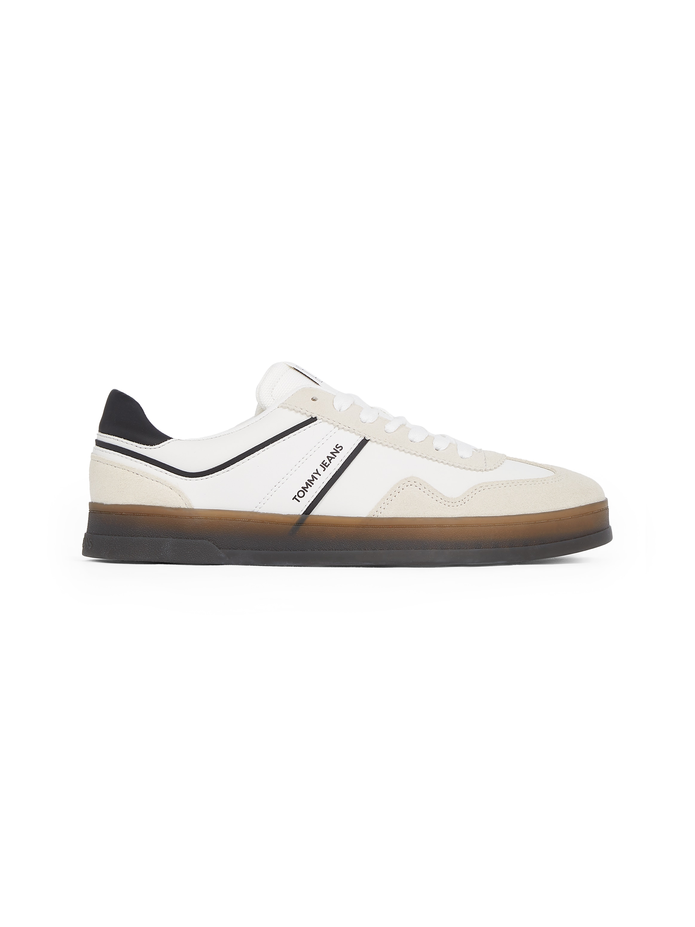 Tommy Jeans Sneaker »THE GREENWICH LEATHER«, Freizeitschuh, Halbschuh, Schnürschuh mit Kontrastbesatz
