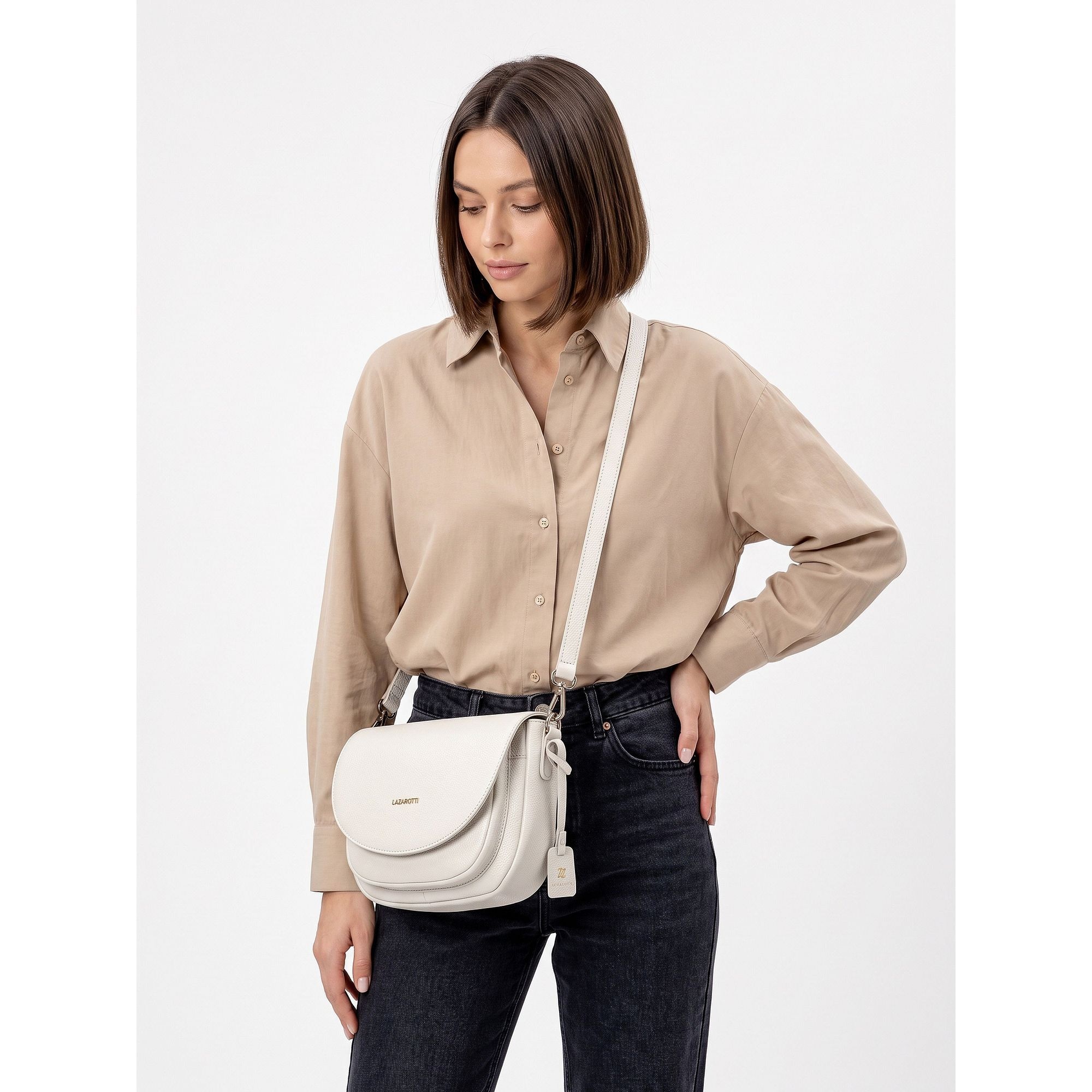 Lazarotti Umhängetasche »Bologna Leather Umhängetasche Leder 25.5 cm«