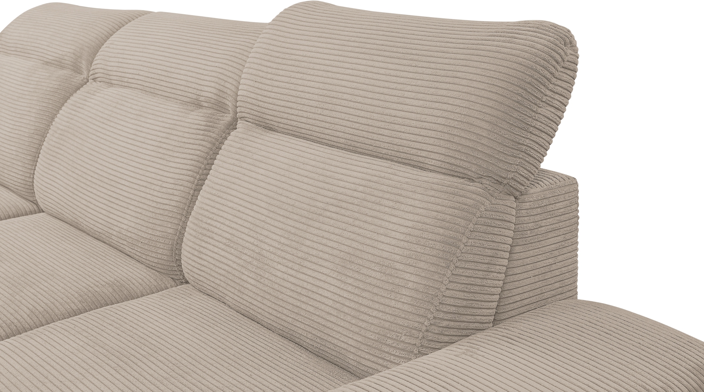 WERK2 Ecksofa »Alicante Cord, inkl. Bettfunktion & Bettkasten, Breite 280cm, L-Form« Schlafsofa mit Bettkasten & verstellbaren Kopfstützen.