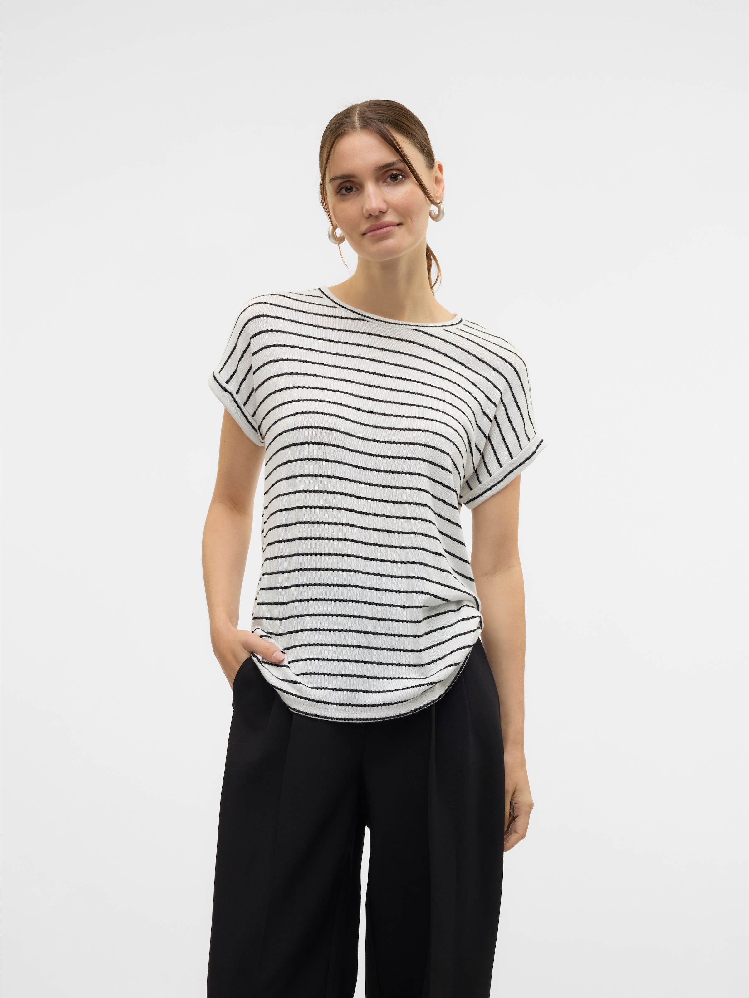 Vero Moda Kurzarmpullover "VMBRIANNA SS O-NECK PULLOVER BOO REP", mit Umsch günstig online kaufen