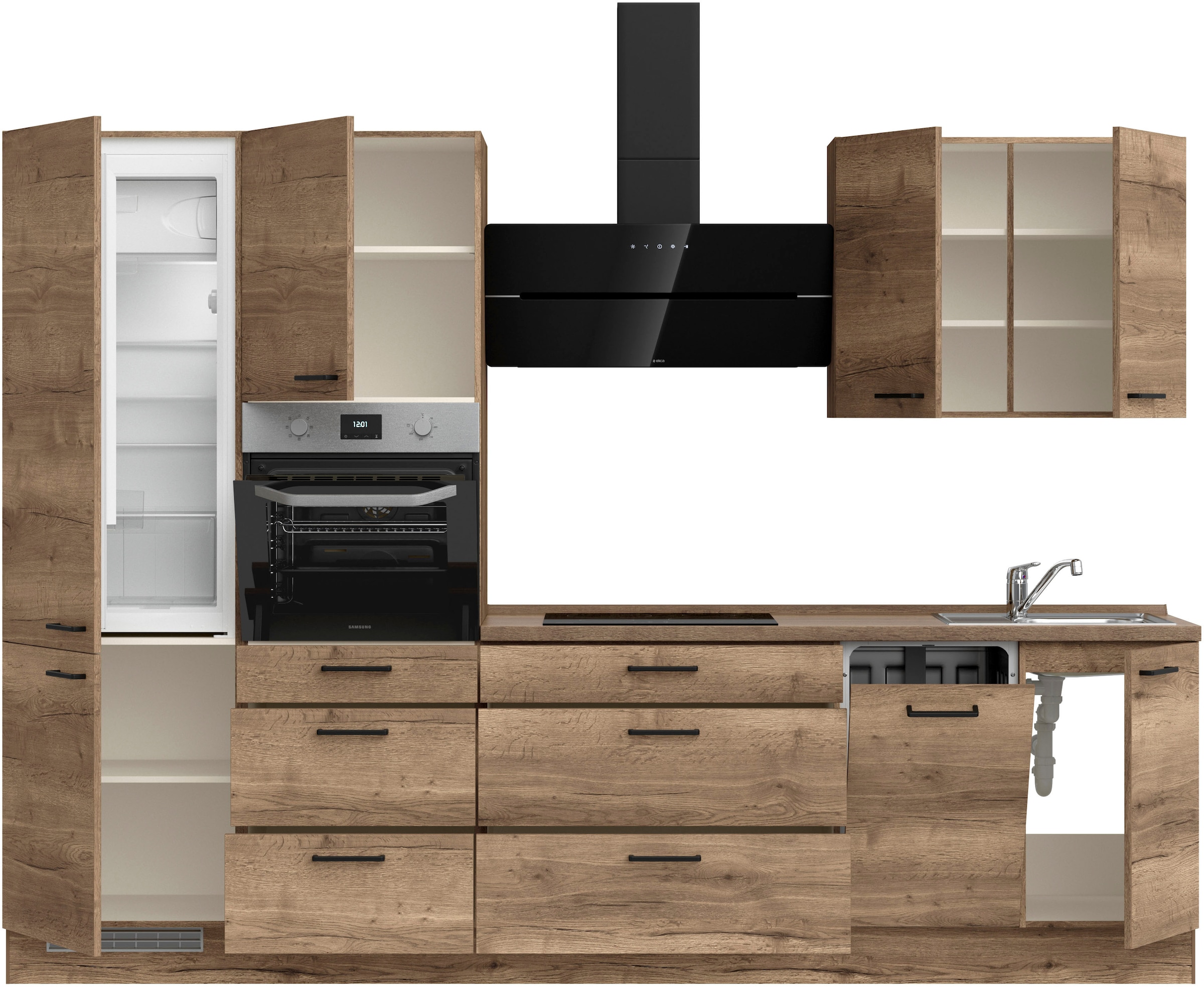 nobilia® Küchenzeile »"Structura II"«, vormontiert, Ausrichtung wählbar, Breite 300 cm, wahlw. mit E-Geräten