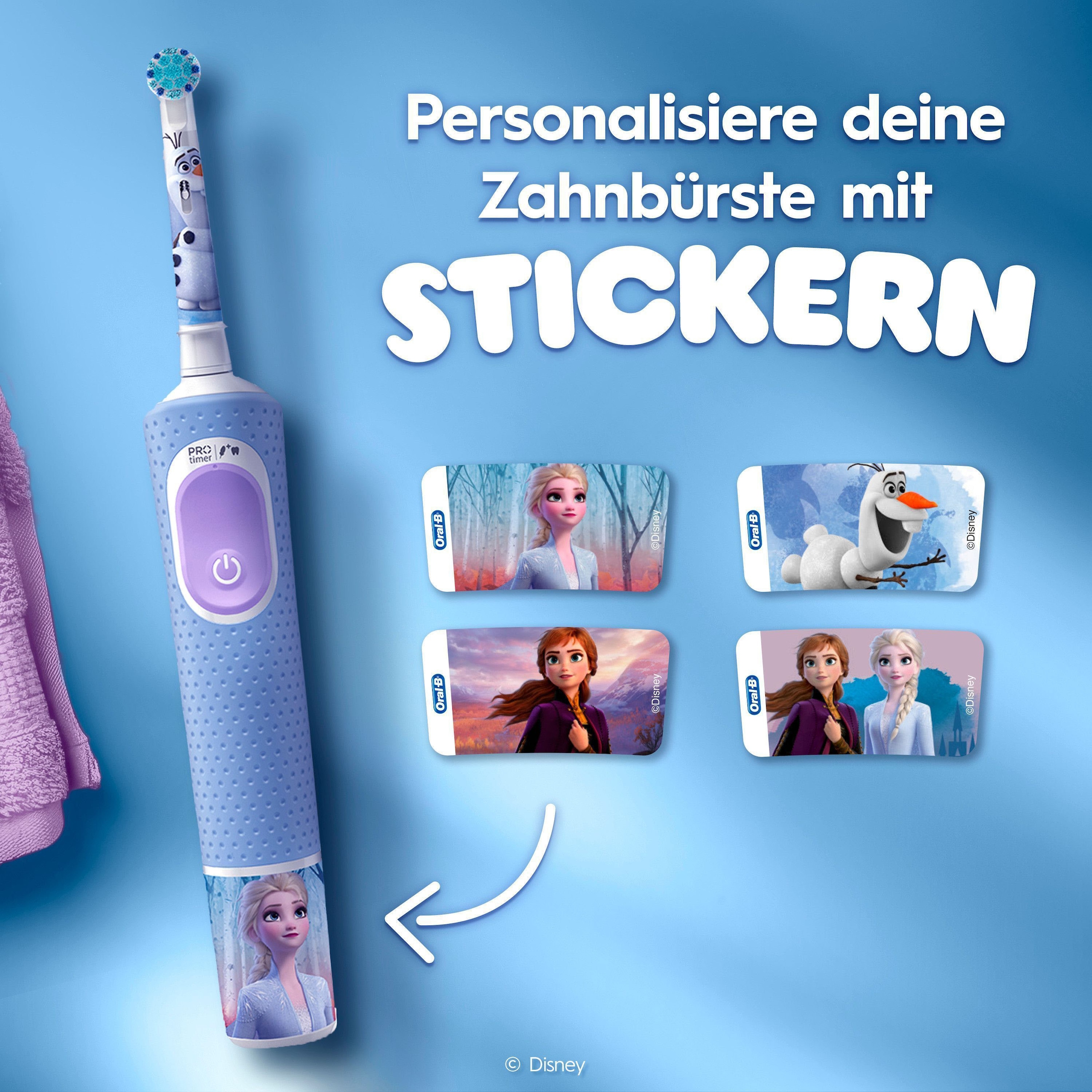 Oral-B Elektrische Zahnbürste »Pro Kids Frozen« 1 Stk. Aufsteckbürsten für Kinder ab 3 Jahren