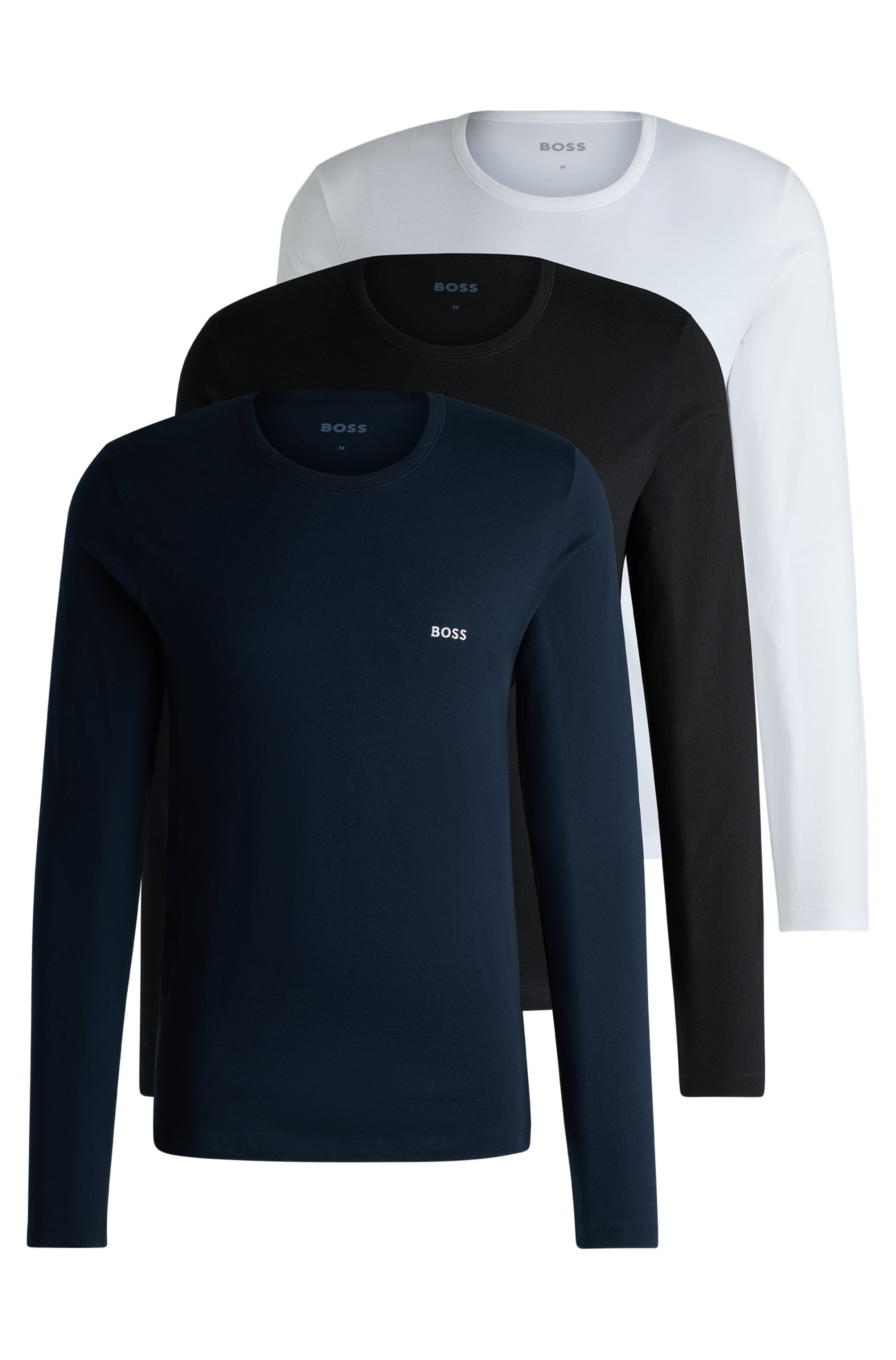 BOSS Langarmshirt »longsleeve-Shirt R-Neck Classic COTTON 3pcs/pack«, (3 tlg.), mit BOSS Logo-Schriftzug