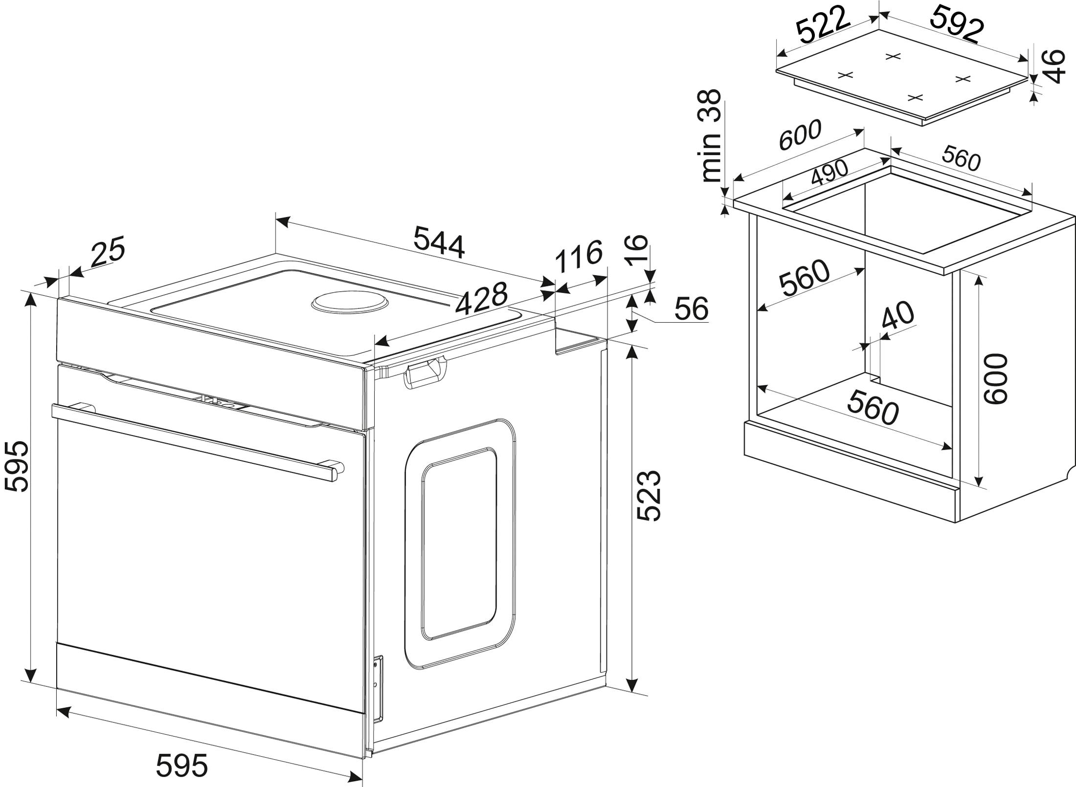 Amica Elektro-Herd-Set »EHC 933 331 E« Steam Clean Set, Herd+Kochfeld elektrisch, 2 Stk. tlg. Glaskeramik-Kochfeld mit anpassbarer Fläche für große Töpfe und Bräter
