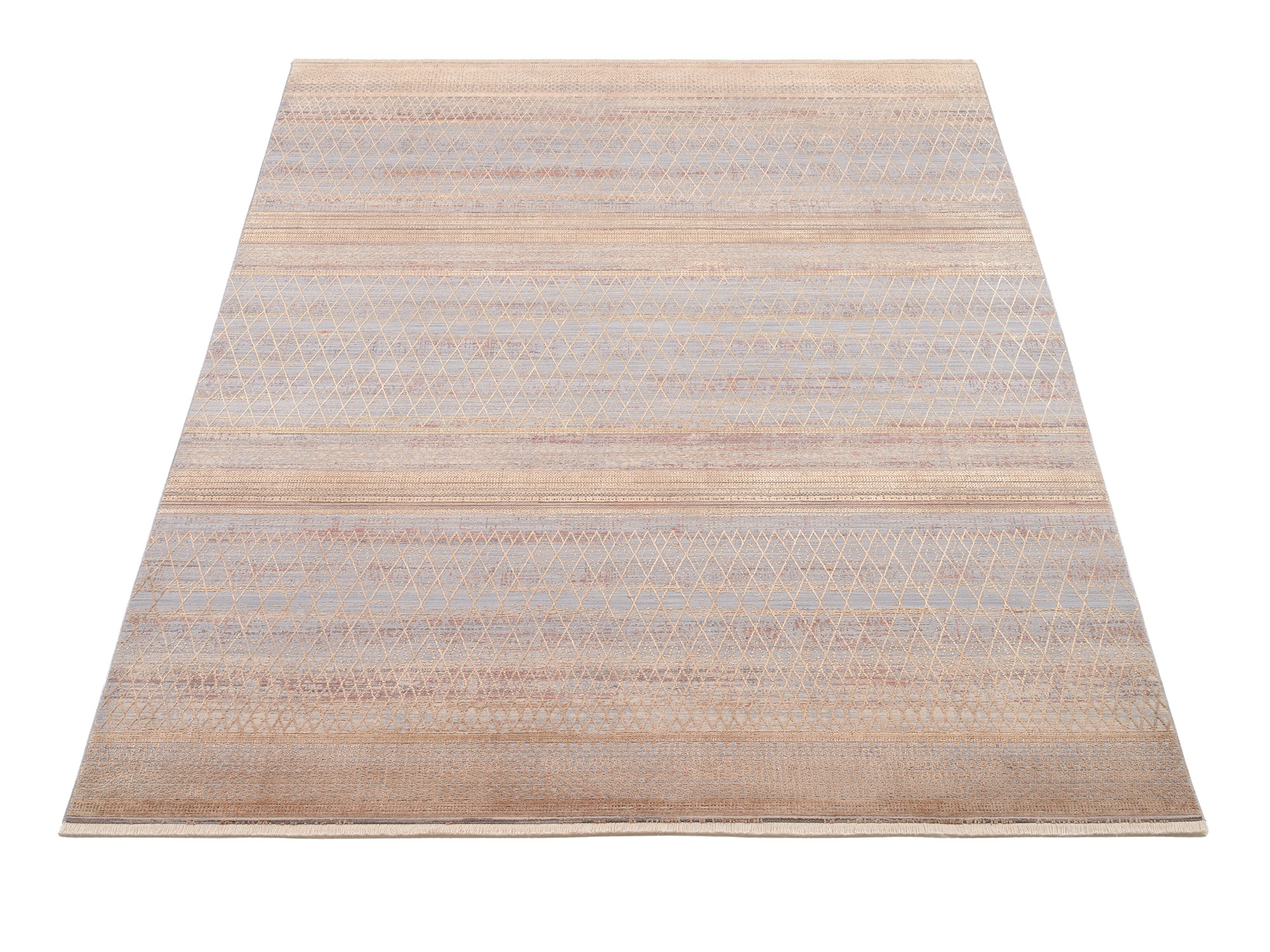 Teppich OCI DIE TEPPICHMARKE "FARBEN MASTER", braun (hellbraun), B:160cm H:8mm L:230cm, Polyester, Teppiche, Teppich, Klassisches Muster, eingefasst, in 3-D-Optik, mit Fransen