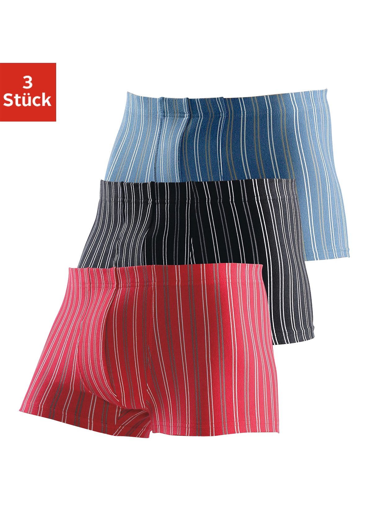 le jogger Boxer "Boxershorts für Herren" Packung, 3 Stk. mit garngefärbten Streifen