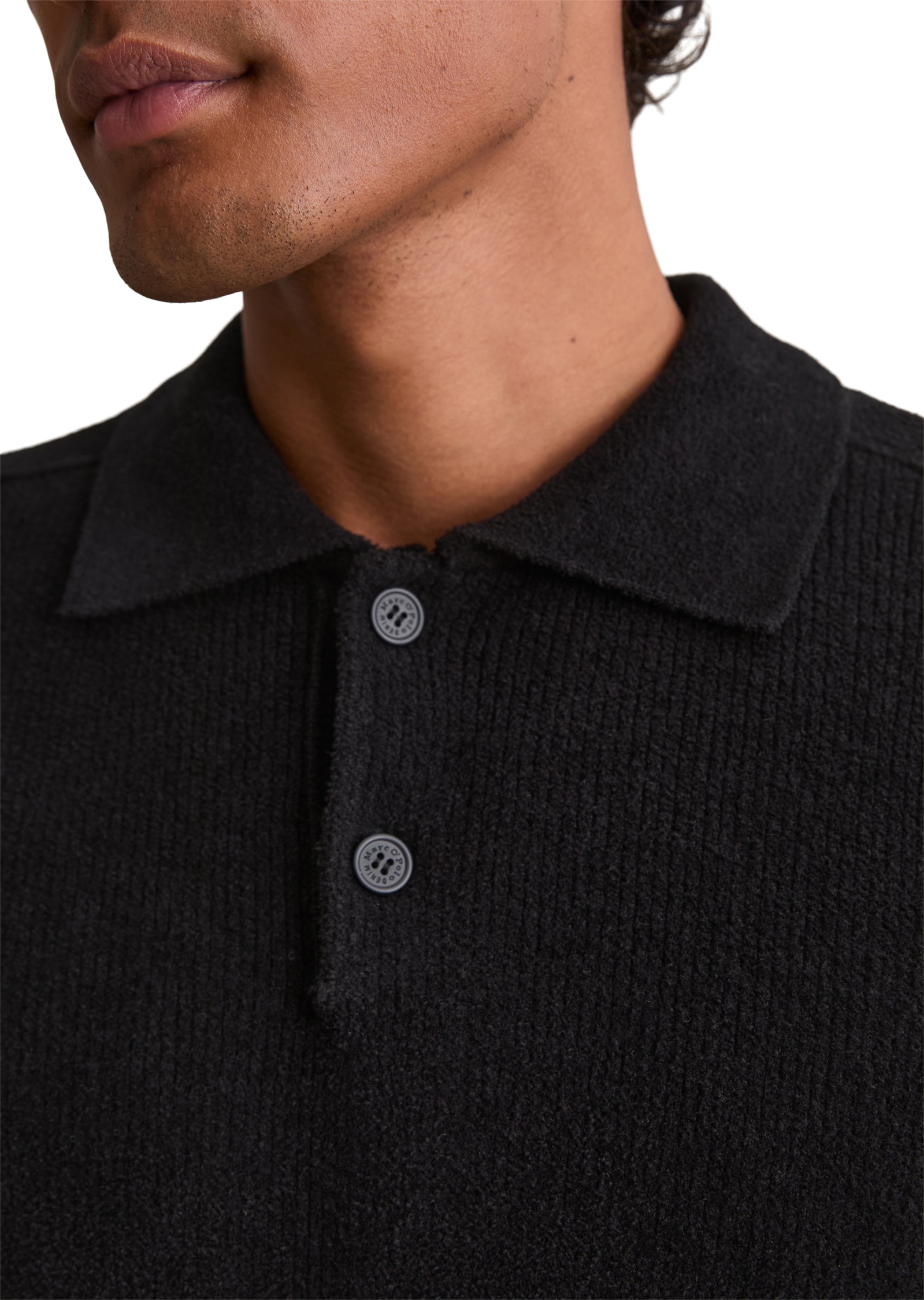 Marc O'Polo DENIM Polokragenpullover »relaxed fit mit Flachstrickkragen und Knopfleiste«