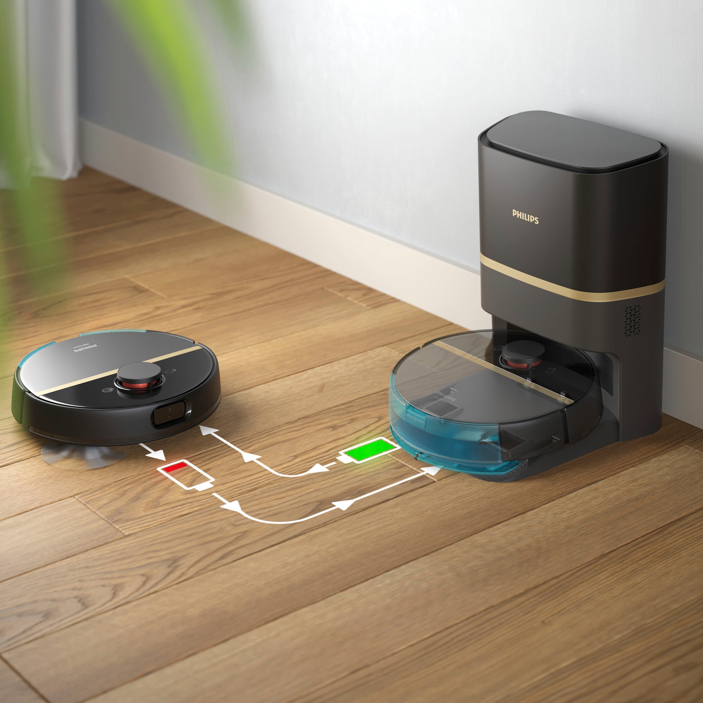 Thumbnail - Philips Saugroboter "mit Wischfunktion XU7100/01, Teppichfunktion, 360 Lasernavigation" 180 min Akkulaufzeit, ToF-Sensor...