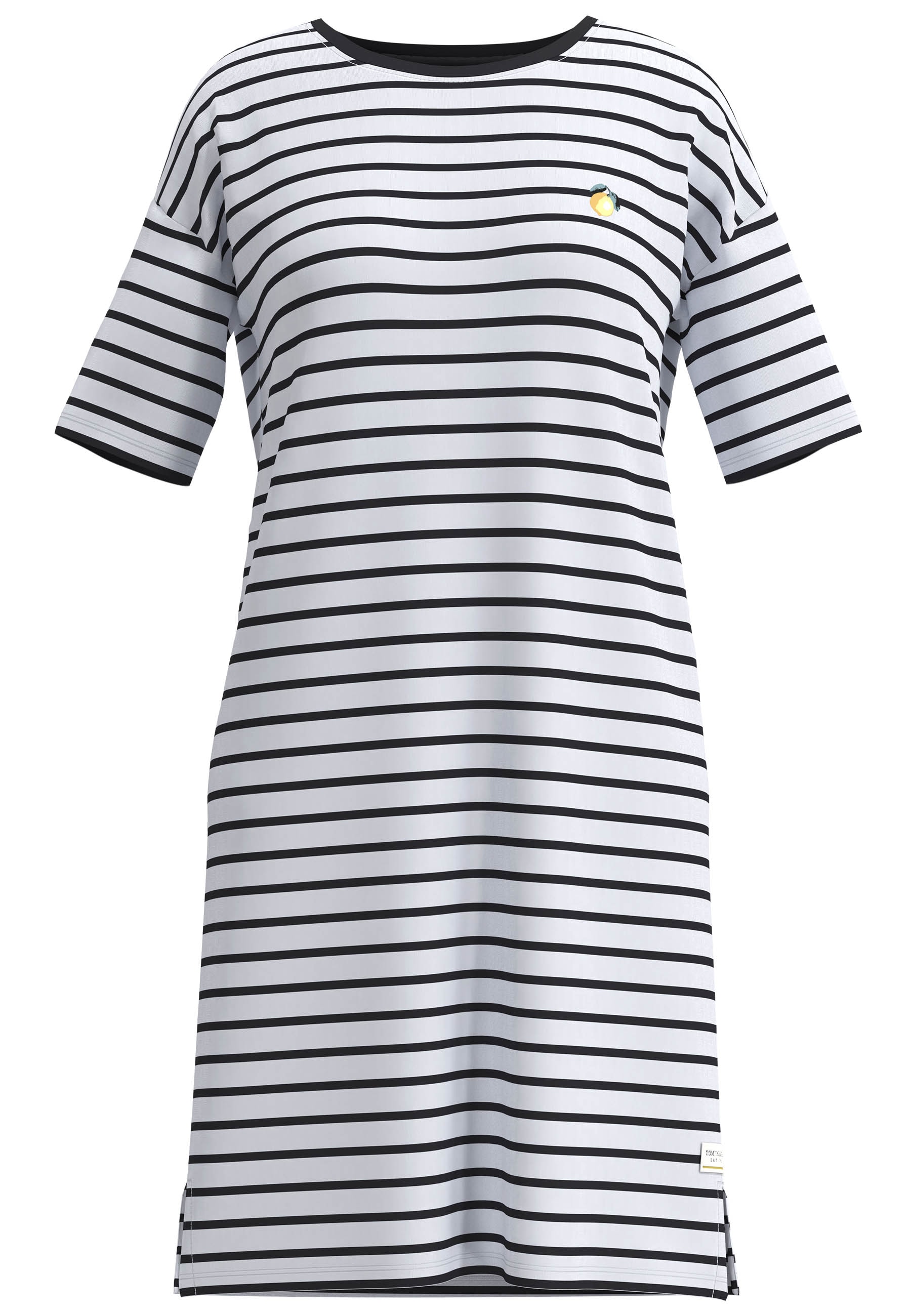 TOM TAILOR Nachthemd gestreift, knielang, Halbarm, Rundhalsausschnitt, Baumwollmix