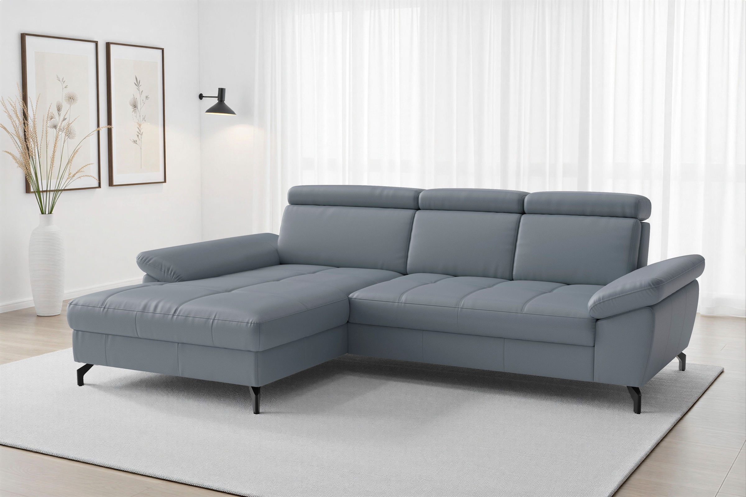 sit&more "Vanity L-Form, Leder, B: 264 cm, mit Sitz-, Kopf u. Armteilverstellung" Couch optional mit Schlaffunktion & Bettkasten, in Leder