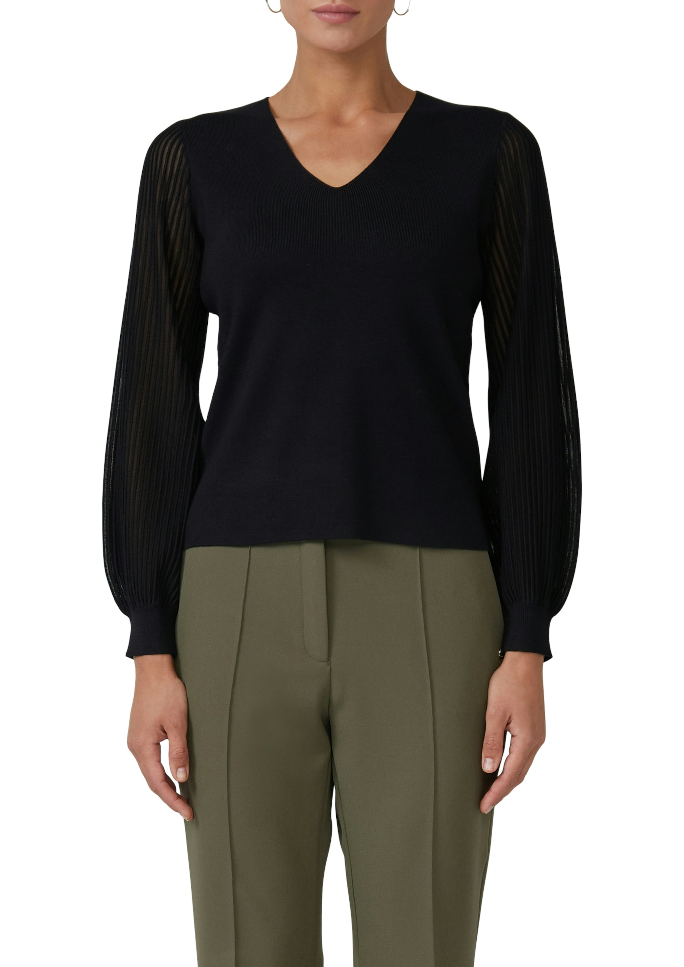 s.Oliver BLACK LABEL Strickpullover mit semitransparenten Ärmeln