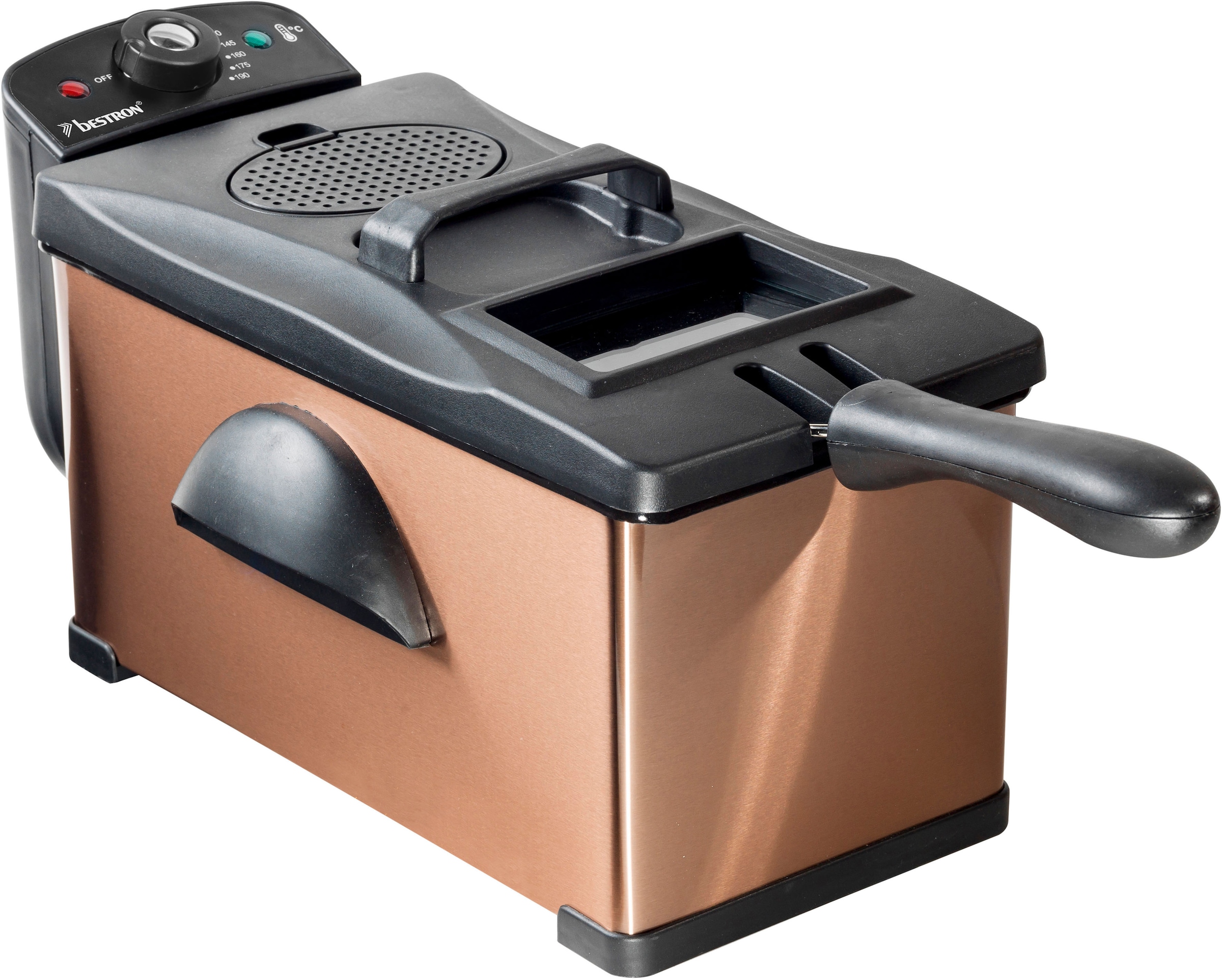 bestron Fritteuse »AF370CO«, 2000 W, Fassungsvermögen 1 kg, mit Cool Zone, 3,5 Liter, Kupfer