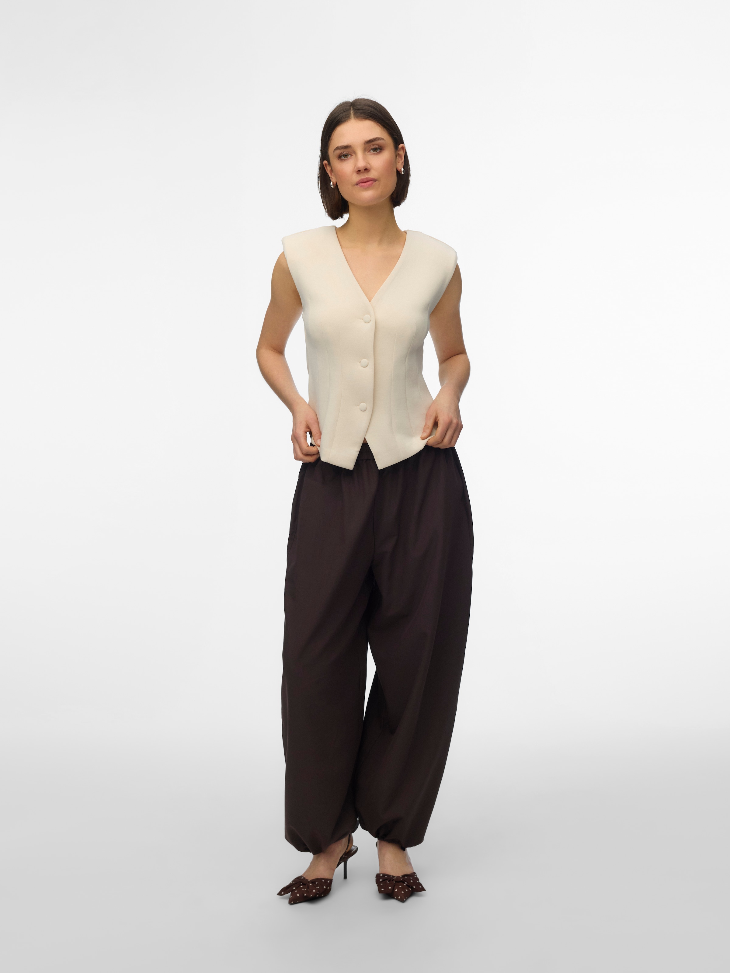 Vero Moda Jerseyweste »VMSCARLET SL FITTED TOP JRS EXP« Materialmix mit Stretch, regular fit