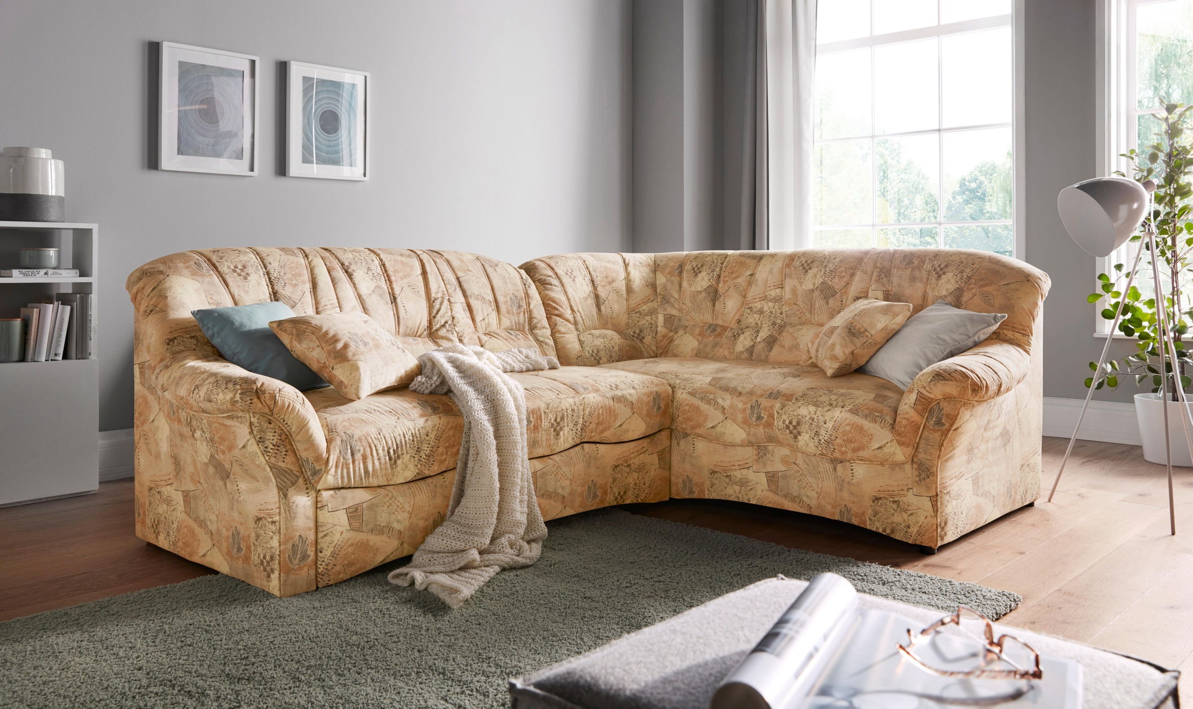 DOMO collection Ecksofa »Bahia, zeitlos und elegant, bequeme Armlehnen, L-Form«, wahlweise mit Bettfunktion