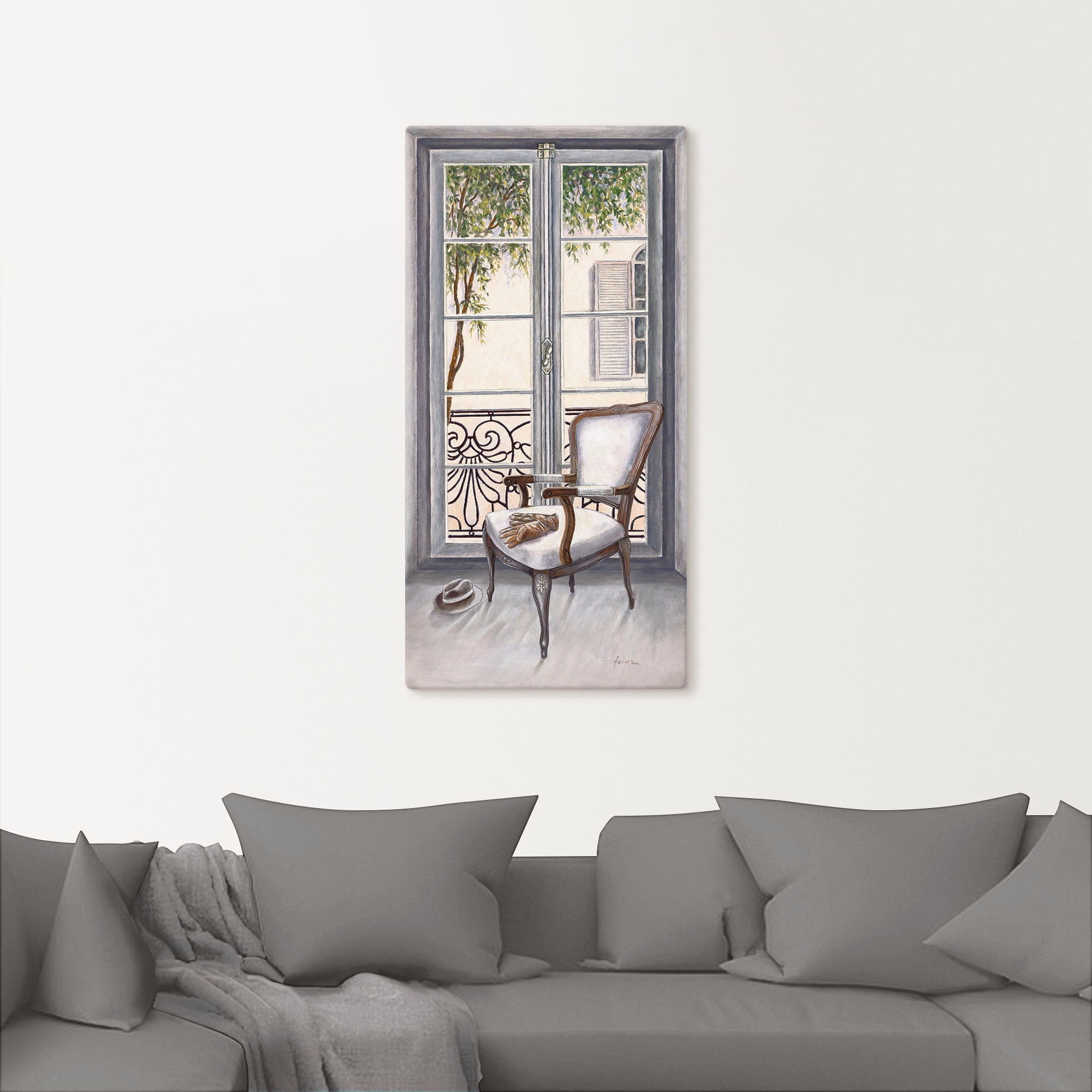 Artland Wandbild »Sessel vor einem Fenster«, Innenarchitektur, (1 St.), als Alubild, Outdoorbild, Leinwandbild, Poster, Wandaufkleber