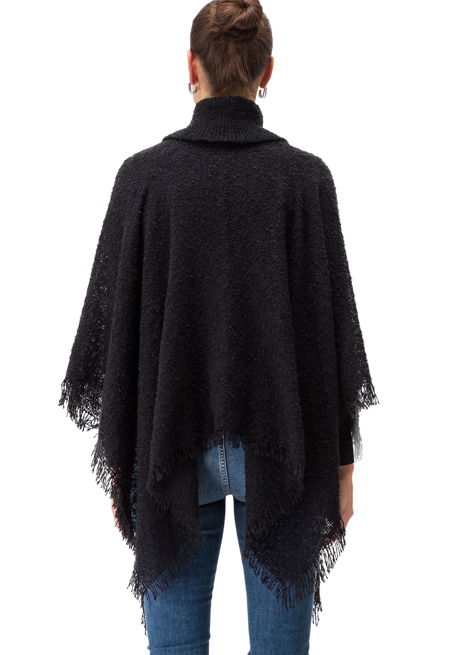 Zero 2-in-1-Strickjacke »zero Poncho mit Fransen«, Fransen