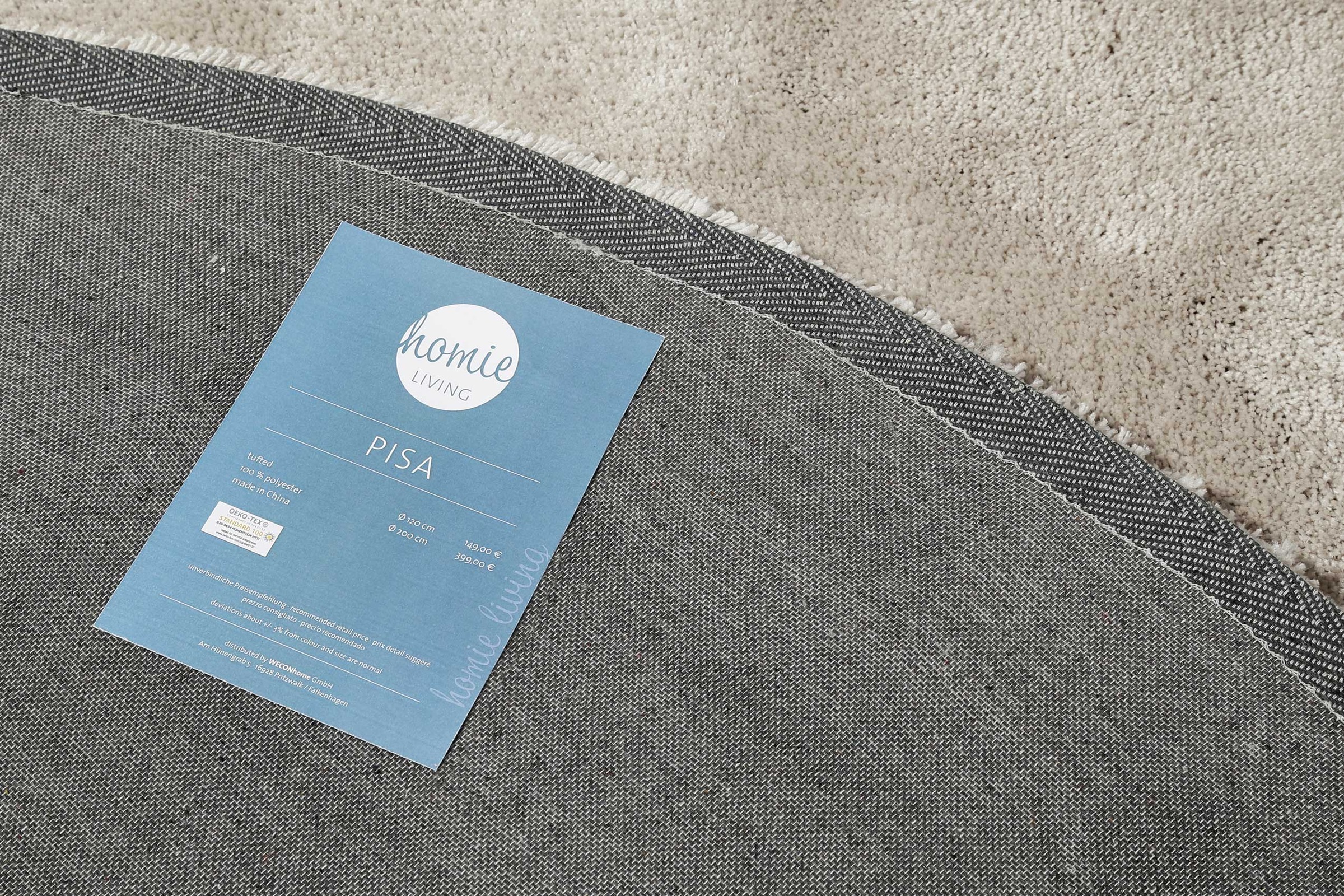 Homie Living Teppich »Pisa«, rund, 25 mm Höhe, Hochflor, Microfaser, uni, weich, Shaggy, Wohnzimmer, Schlafzimmer