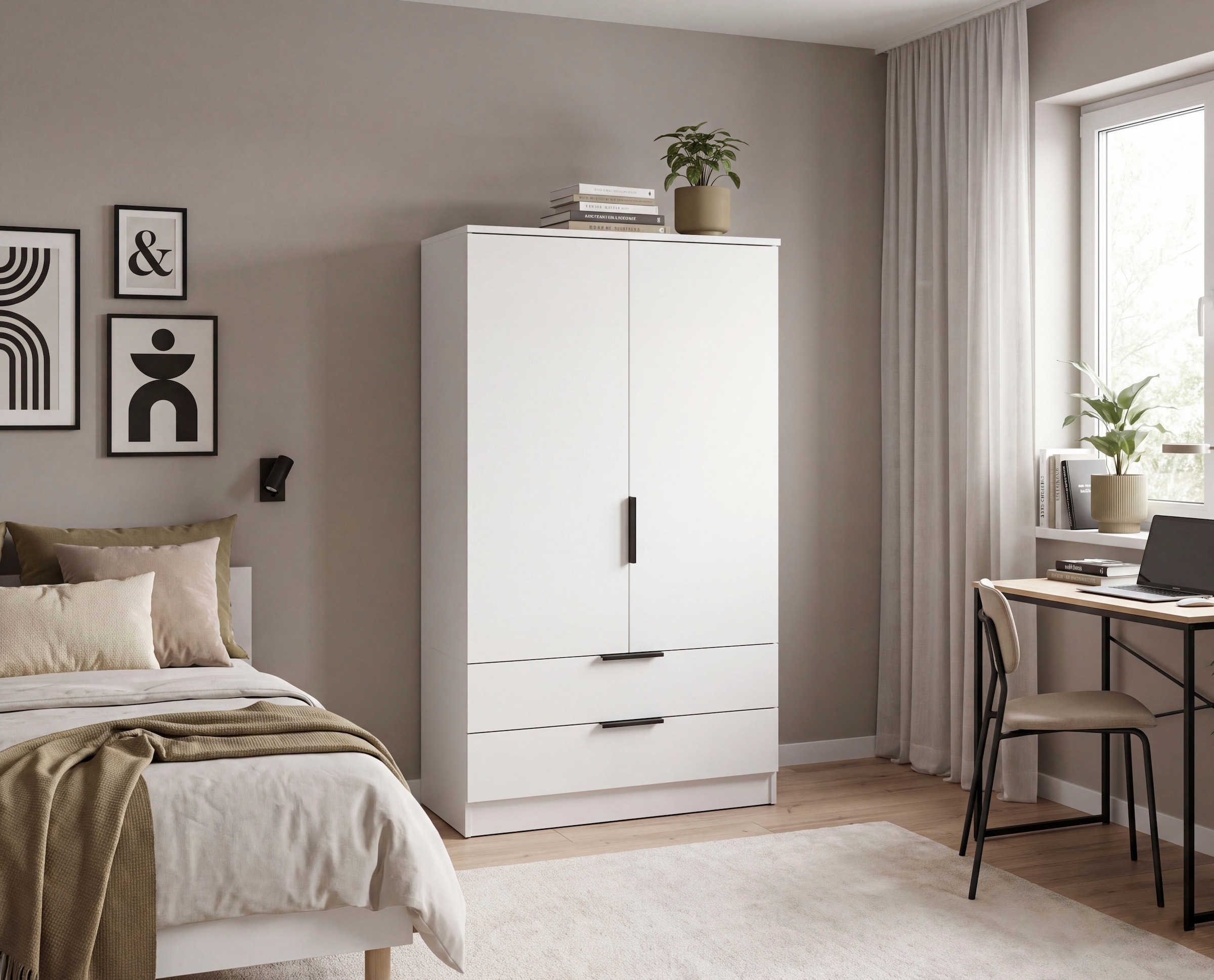 OTTO home Wäscheschrank »SKARDE, Kleiderschrank, Schlafzimmerschrank, Schrank« Höhe: 140 cm, 2 Türen, 2 Schubladen, 1 Kleiderstange, 1 Stk. tlg. OTTO BESTSELLER, Garderobe, Universalschrank, Flurschrank, Schrank