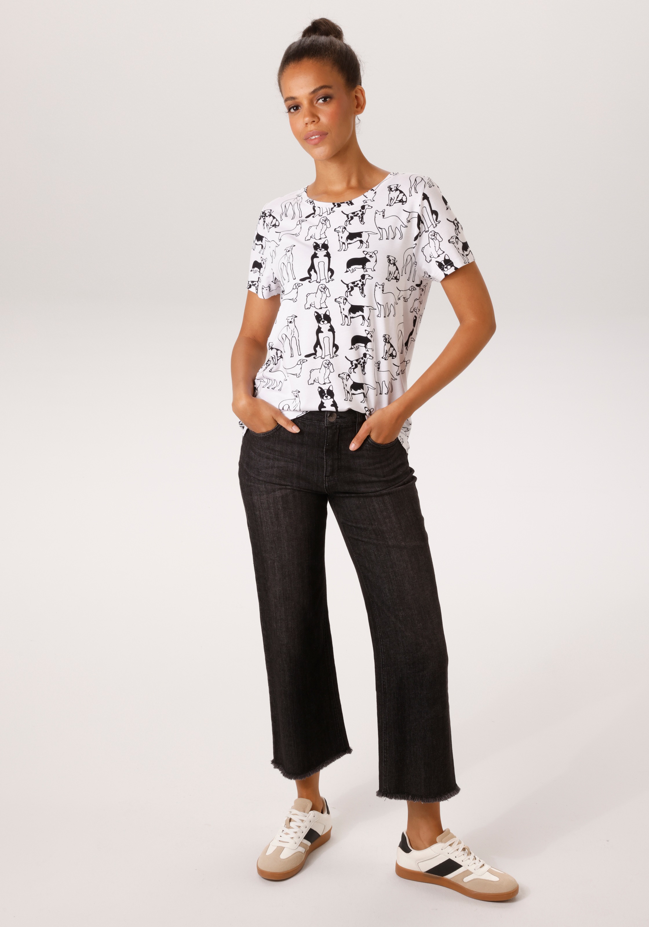 Aniston Casual Damen T-Shirt Weiß/Schwarz Gr. 40 3