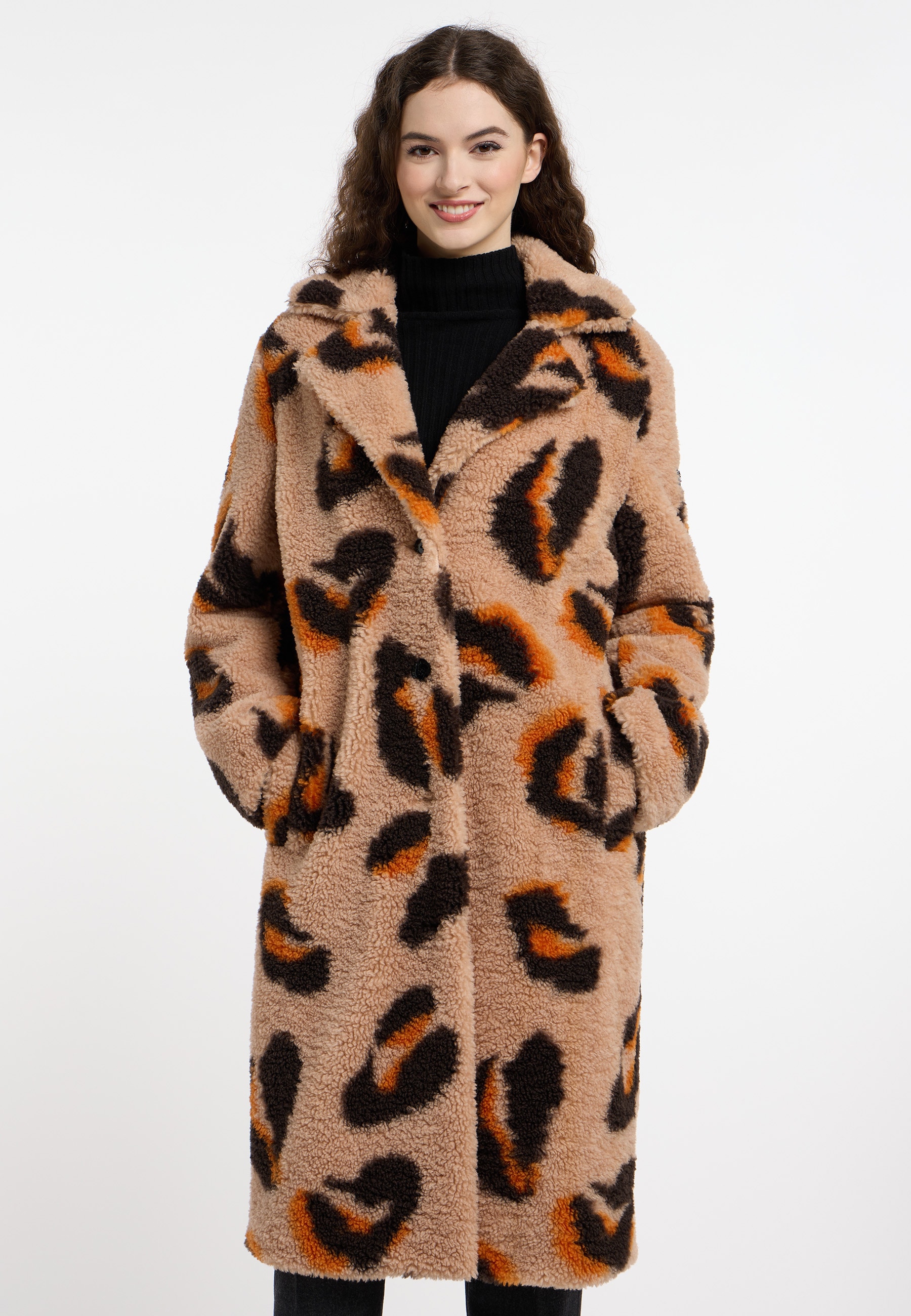 Frieda & Freddies Langmantel "Fake Fur Coat / Gine", mit Taschen