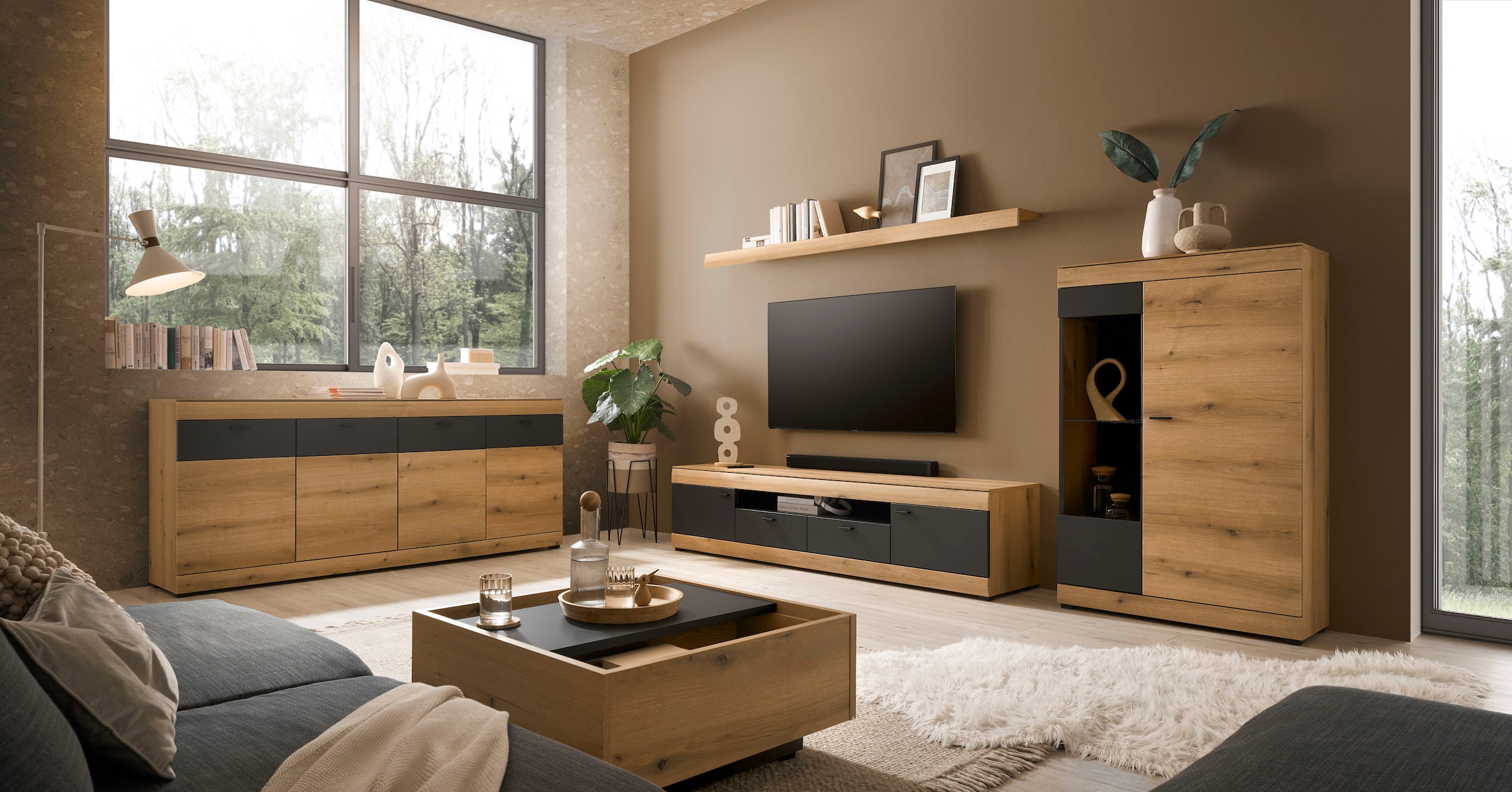 Home affaire Wohnwand »Soleto, zeitlose Anbauwand, Komplettset im modernen Stil« Komplett-Set, 3 Stk. tlg.