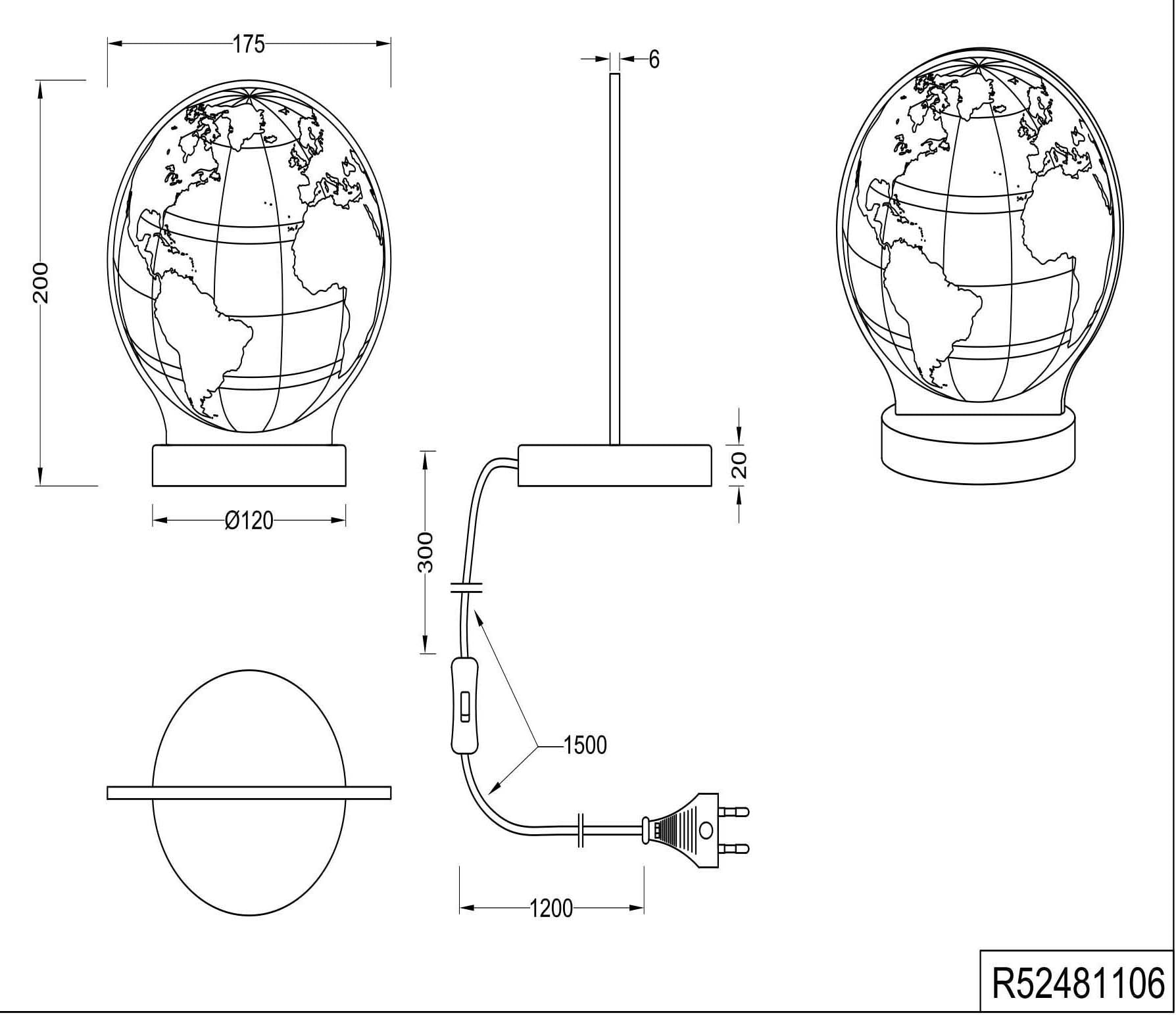 TRIO Leuchten LED Tischleuchte »Globe«, 1 flammig, Leuchtmittel LED-Board | LED fest integriert, Tischlampe, Weltkugel Design, Acrylplatte, Lichtfarbe einstellbar