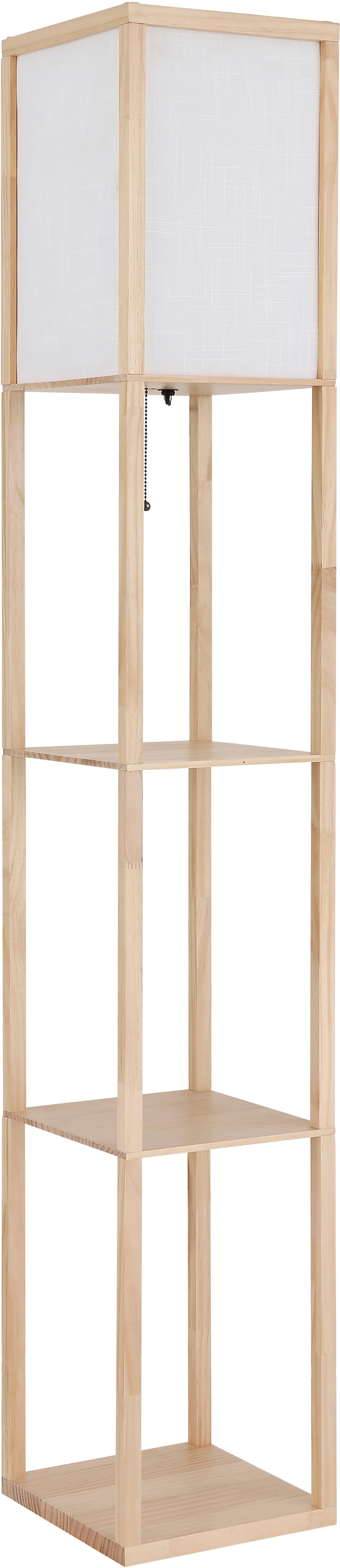 GLOBO LIGHTING Stehlampe »TABITHA« E27 1 Stk. Stehleuchte Holz hell mit weißem Textilschirm und Zugschalter